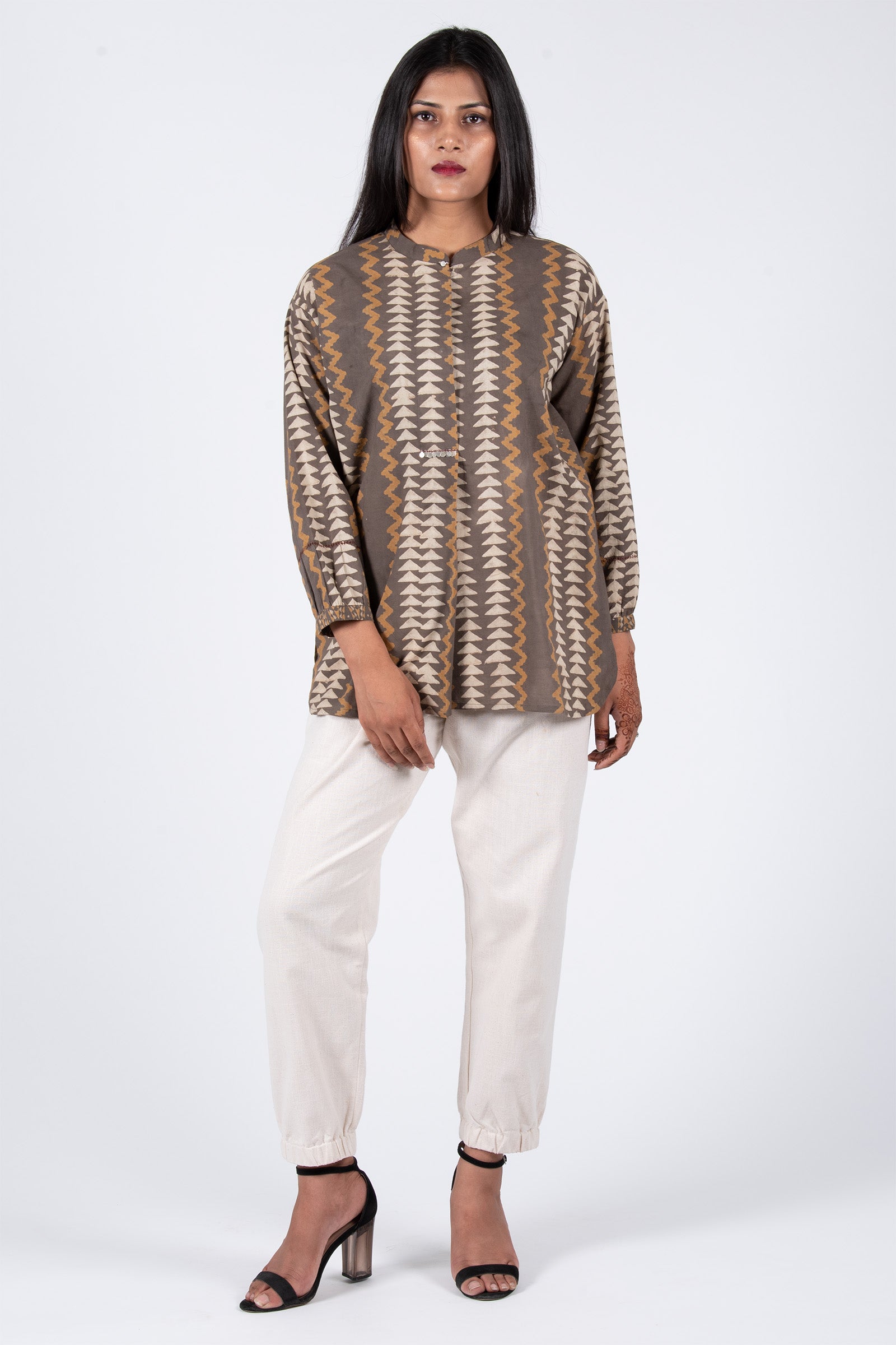 Zig-Zag Mustard Pleat Top