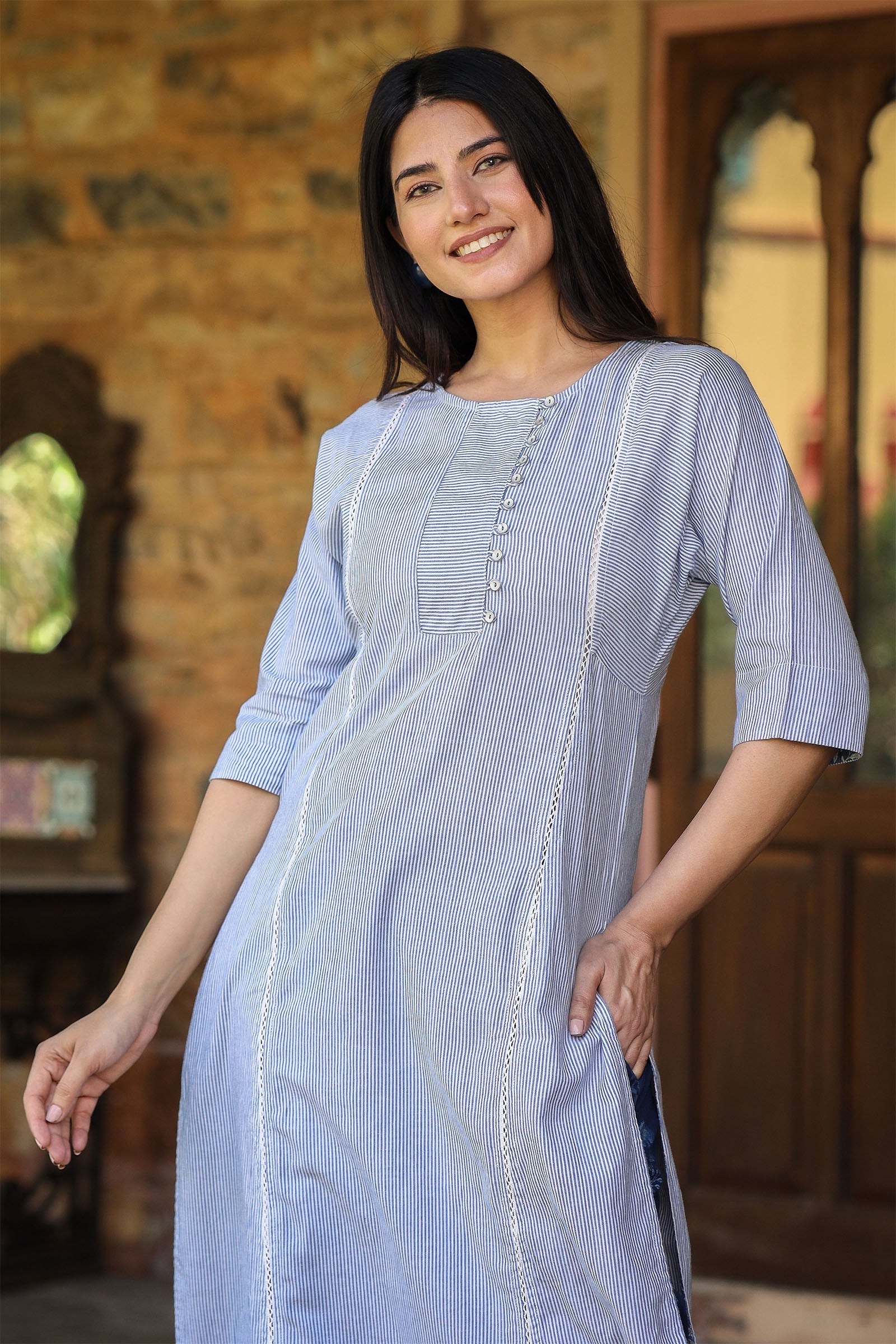Re Sana Blue Kurta