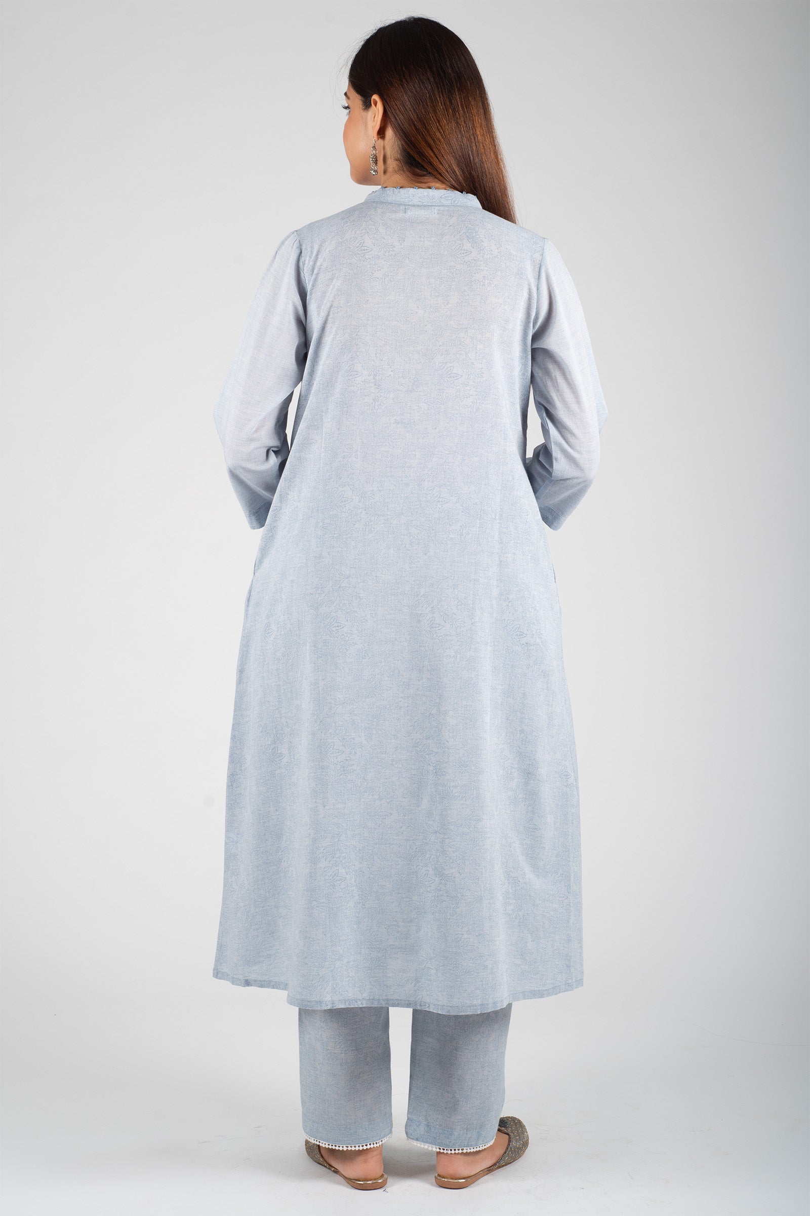 Grey Titli Kasida Kurta - Dhãran