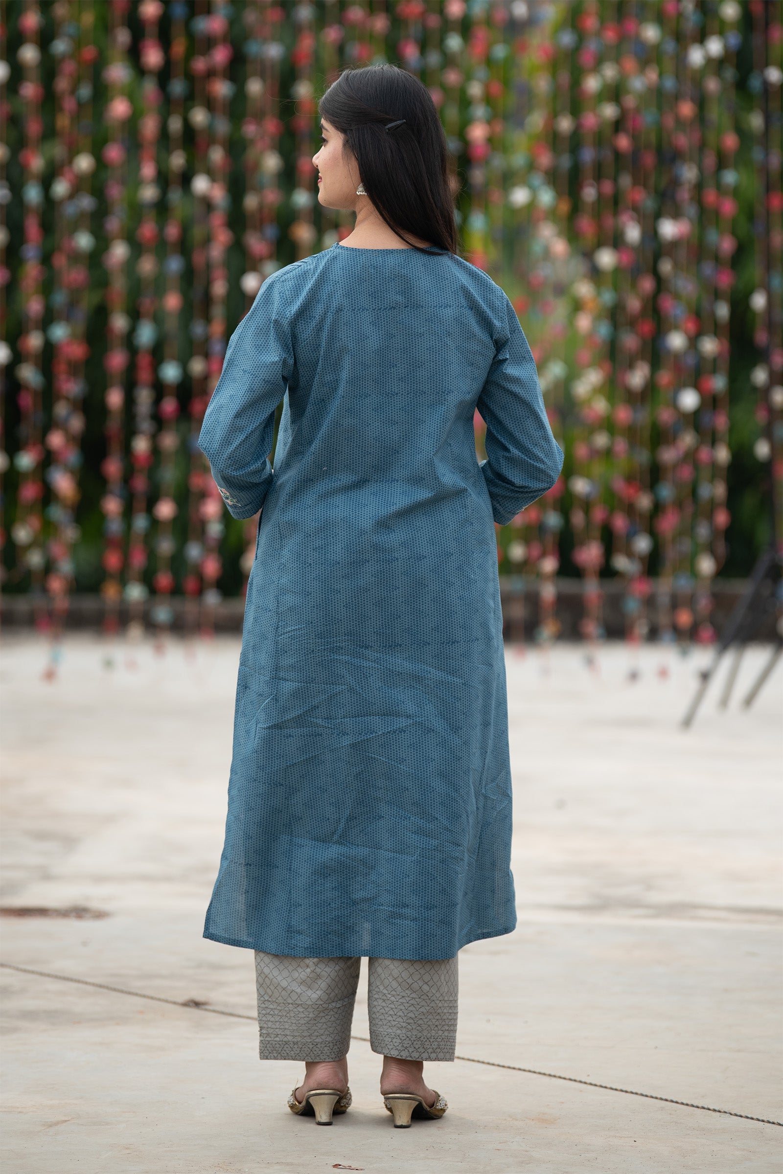 Embroidered Kalidar Blue Kurta - Dhãran