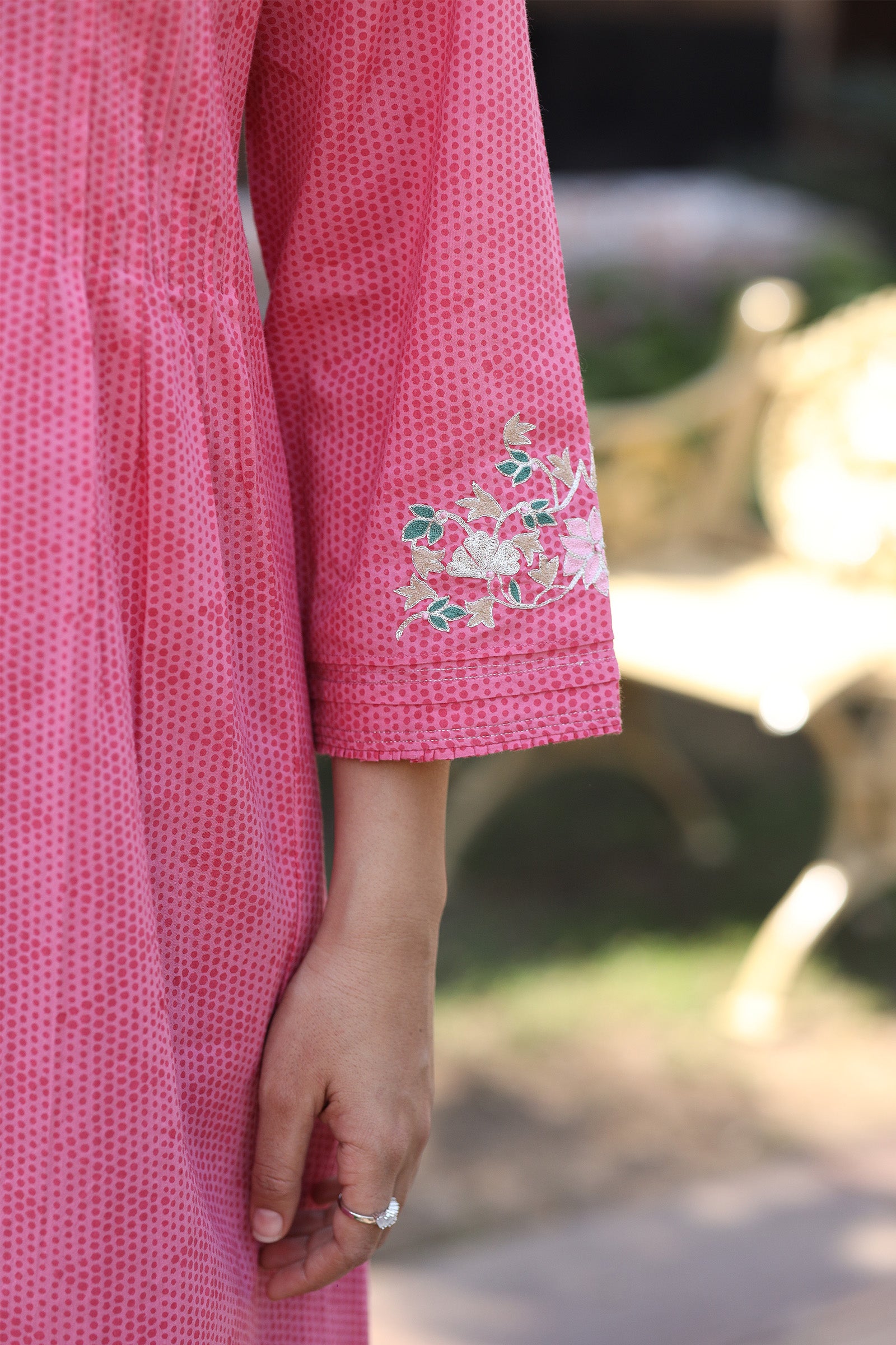 Embroidered Kalidar Pink Kurta