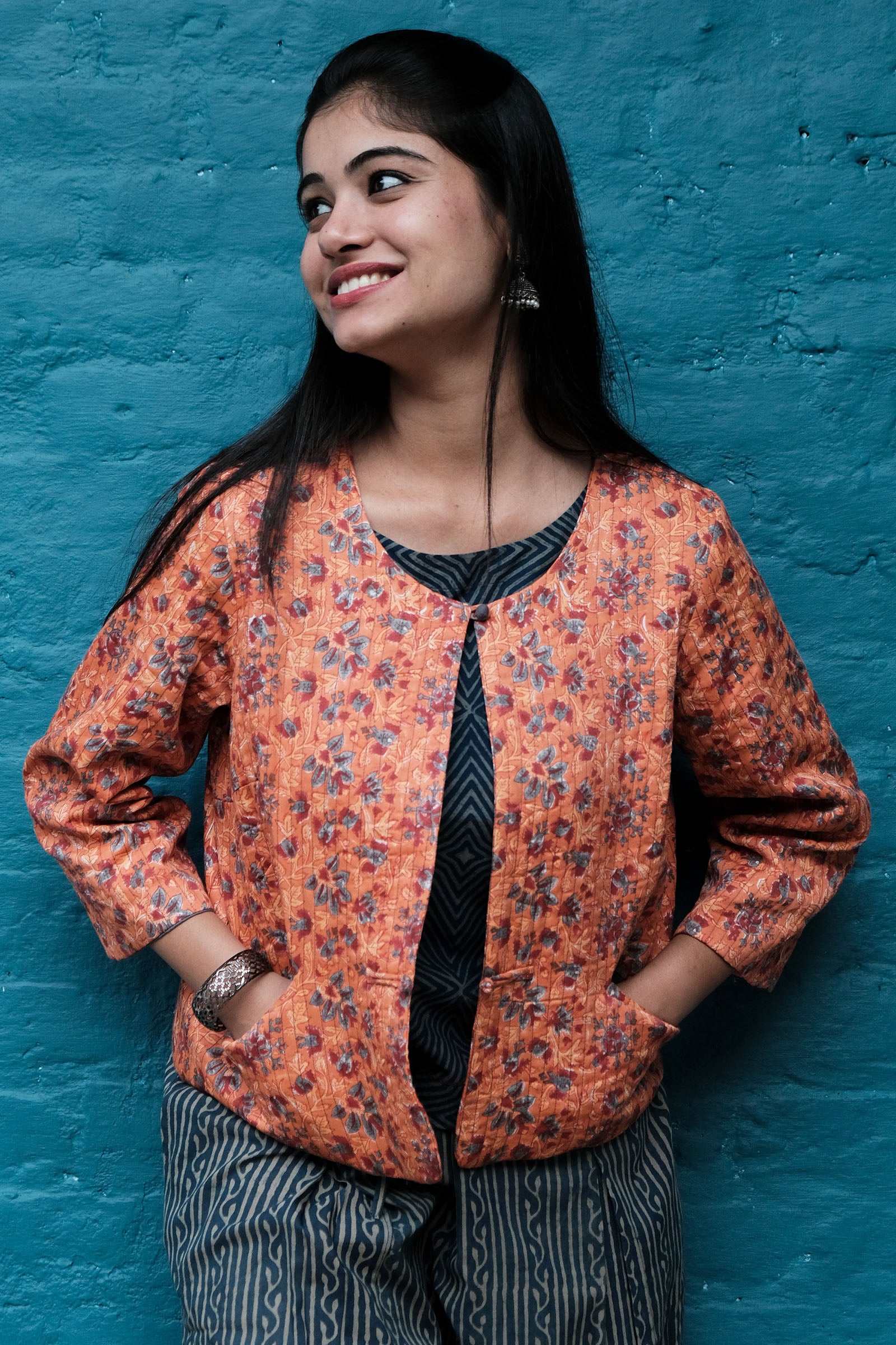 Round Neck Orange Jacket