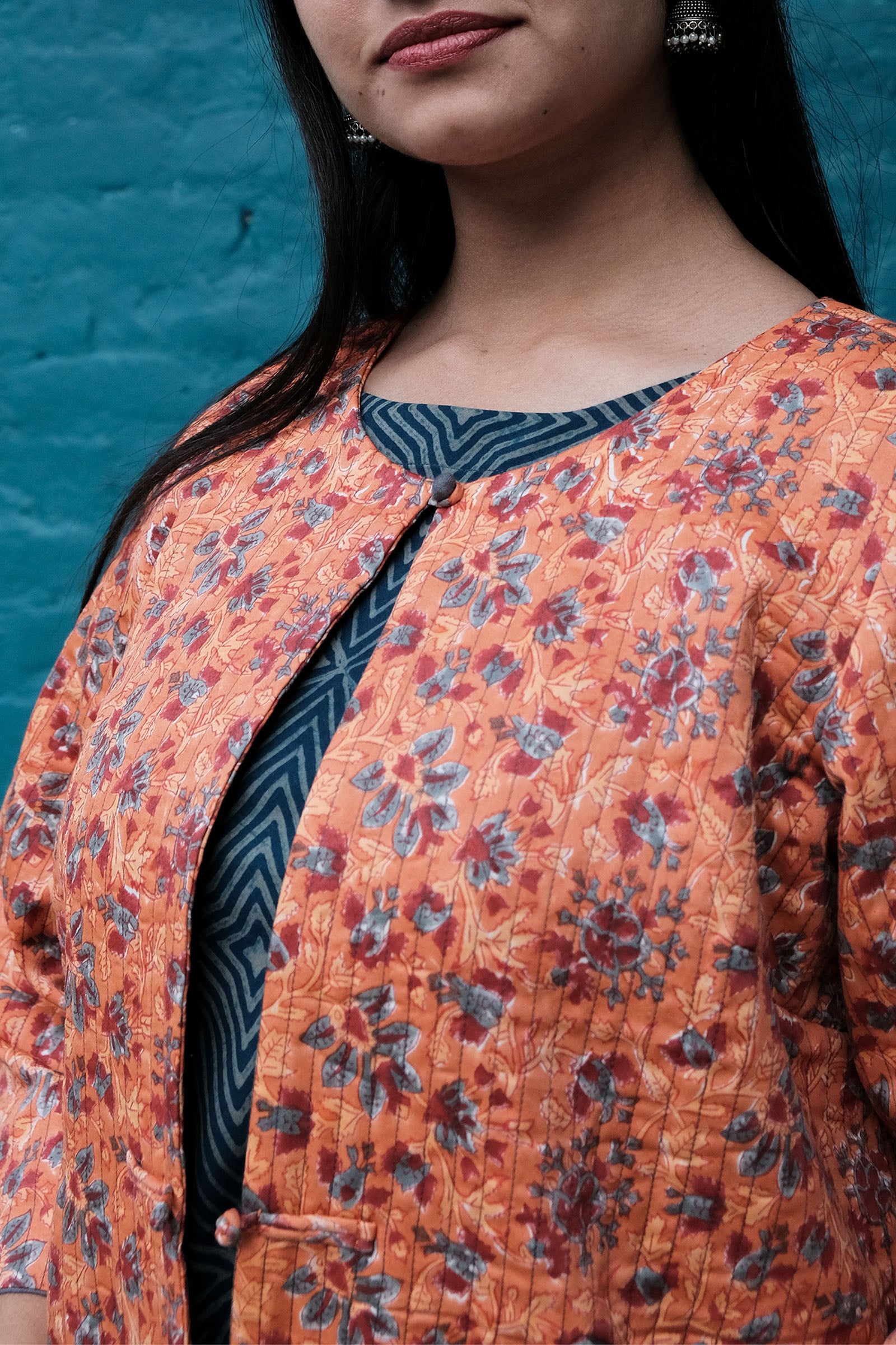 Round Neck Orange Jacket
