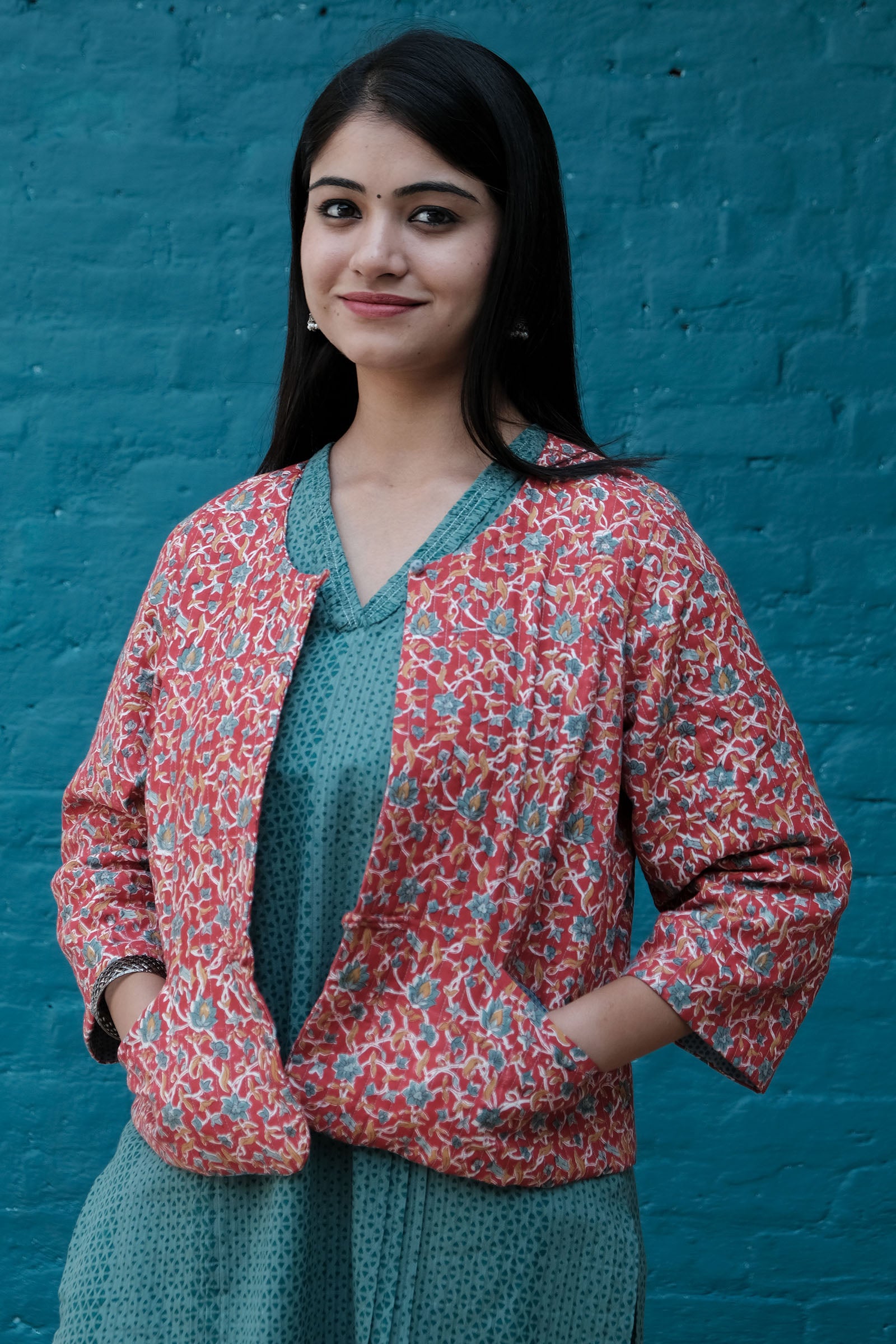 Round Neck Red Jacket