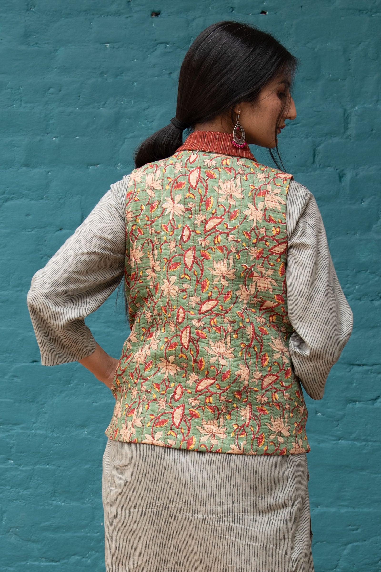 SL Side Yoke Quilted Green Jacket
