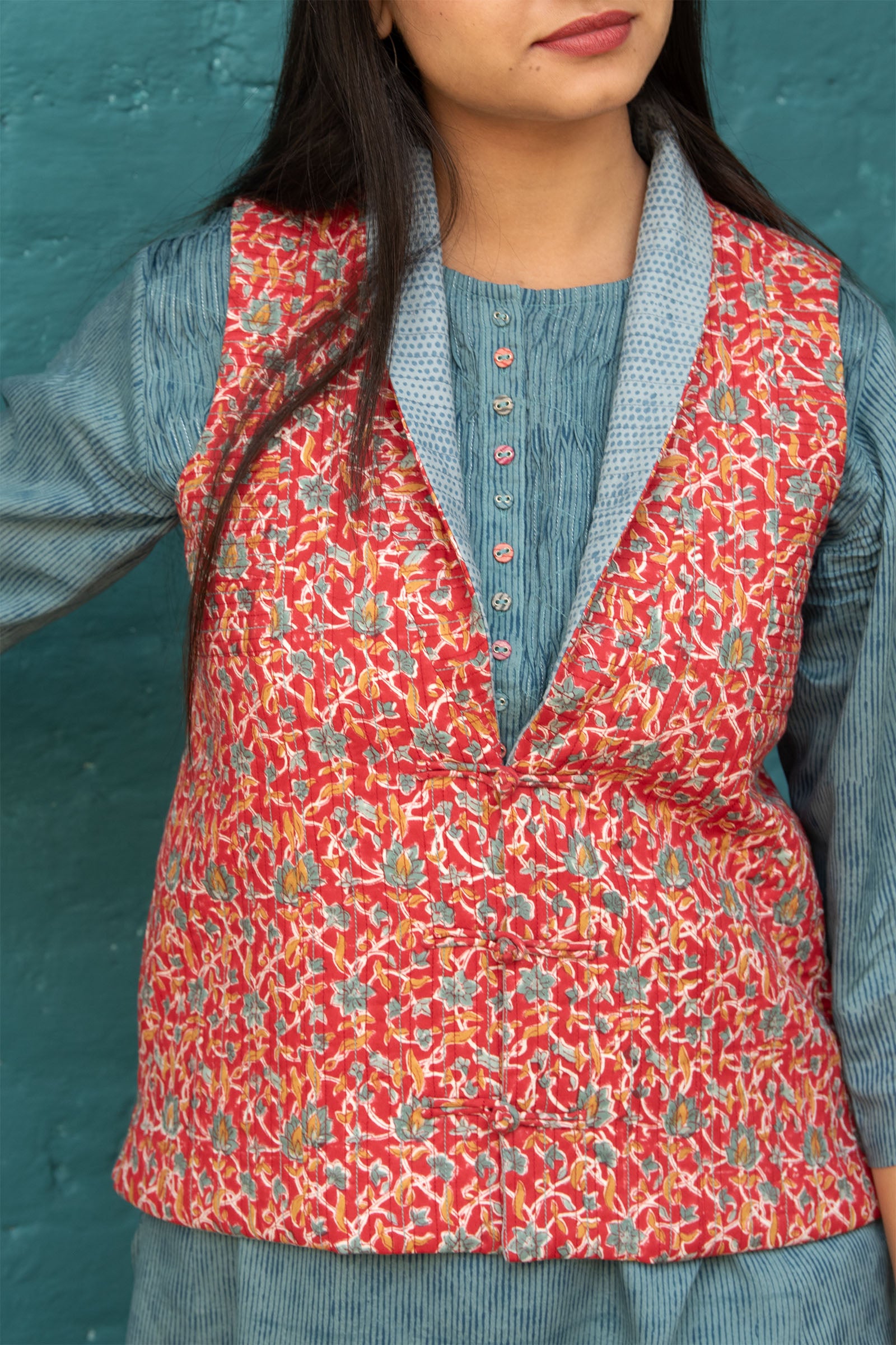 SL Side Yoke Quilted Red Jacket