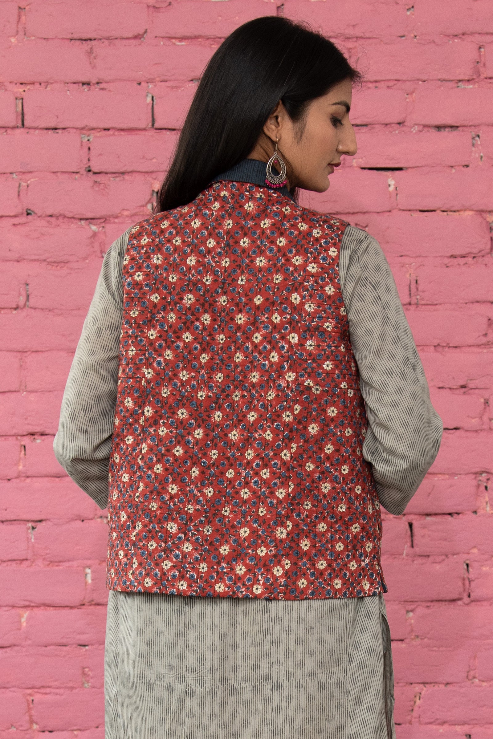 SL Side Yoke Quilted Maroon Jacket