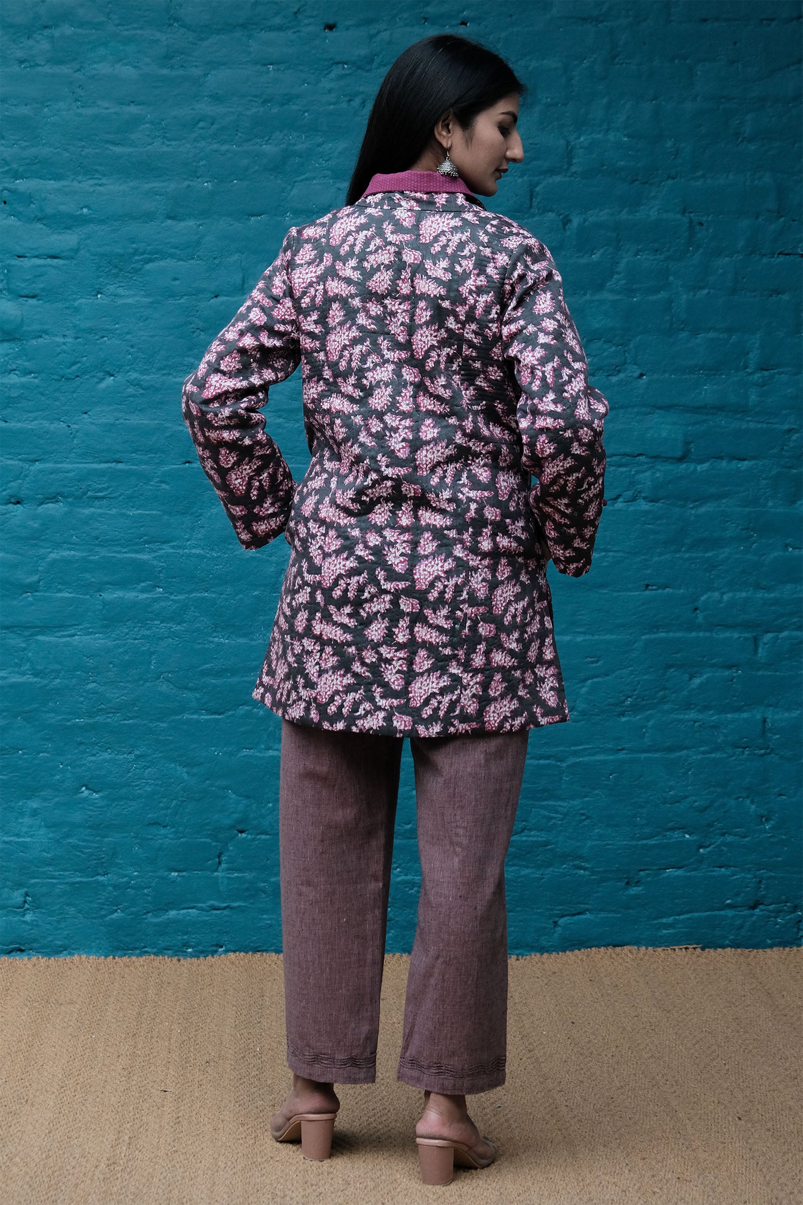 Side Yoke Quilted Charcoal Jacket