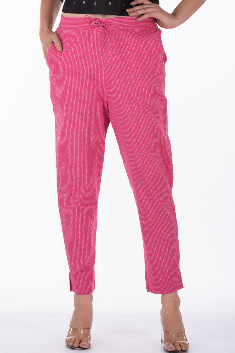 Pink Kantha narrow Pants - Dhãran