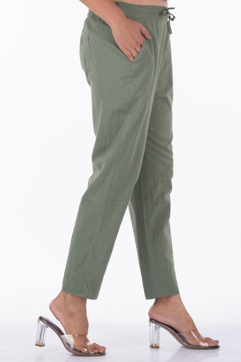 Green Kantha narrow Pants - Dhãran