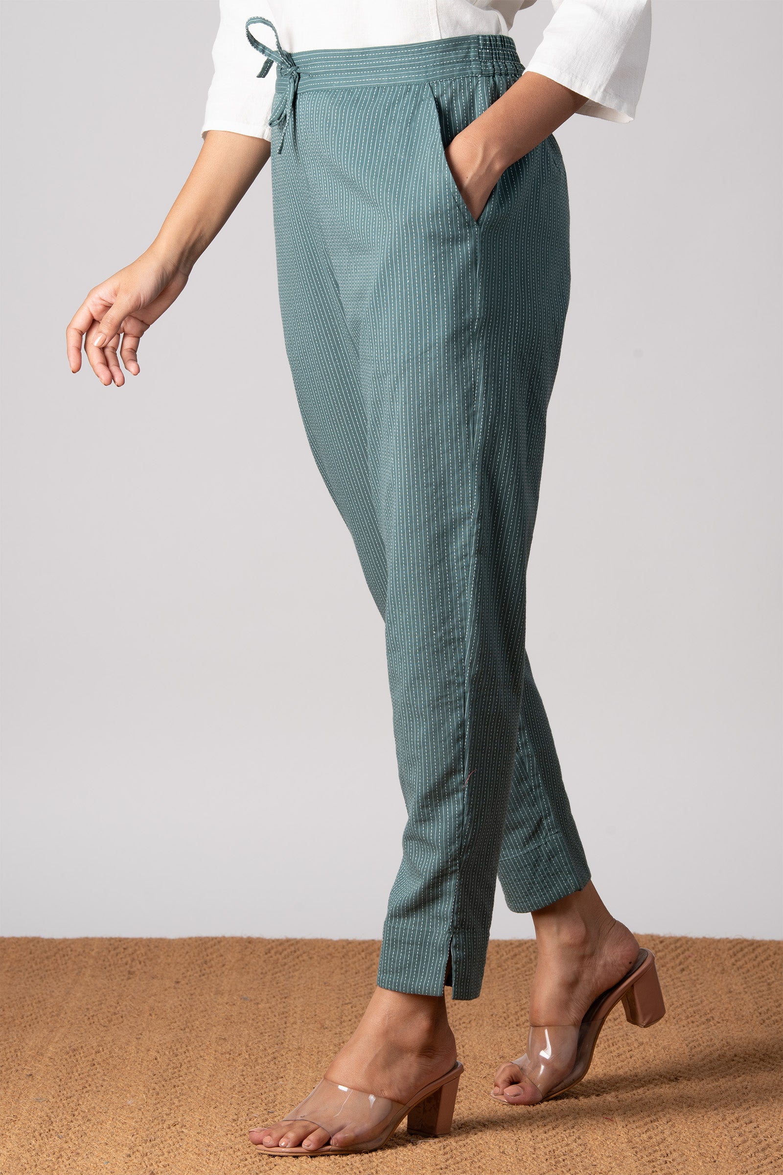 Kantha Green Narrow Pants