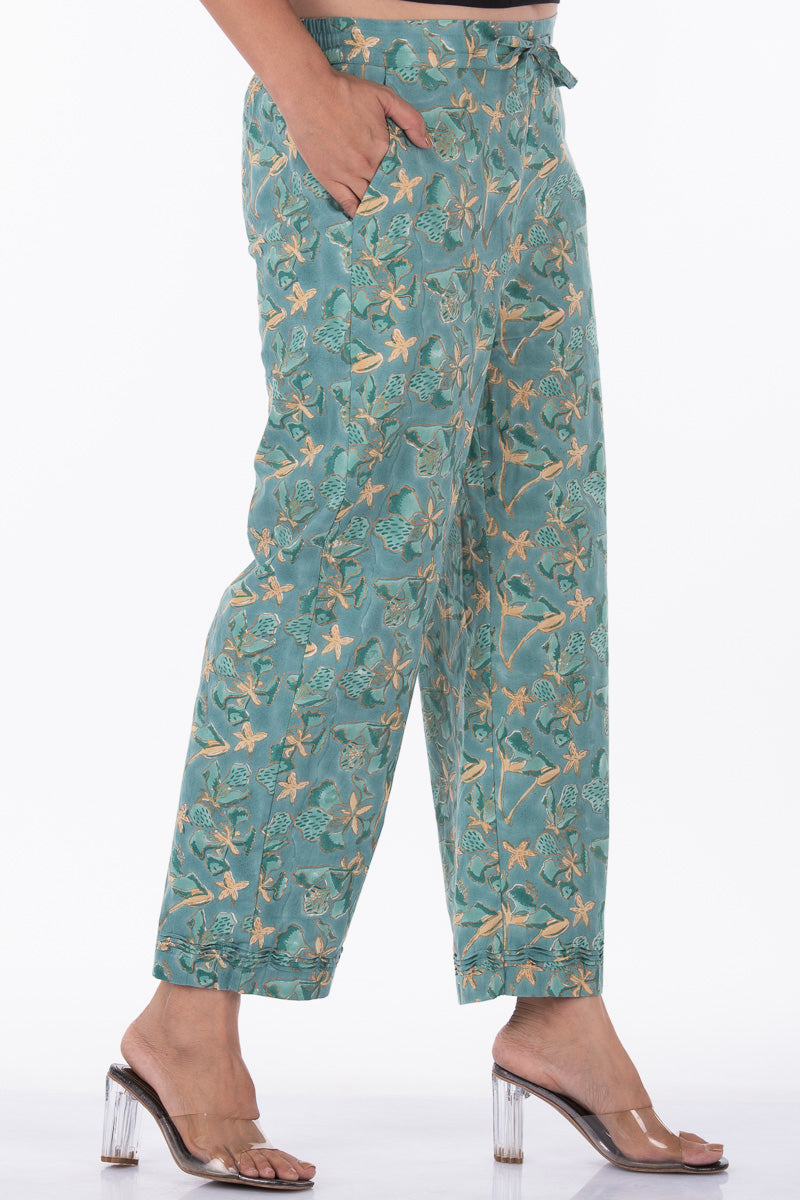 Green Gulista Straight Pant - Dhãran