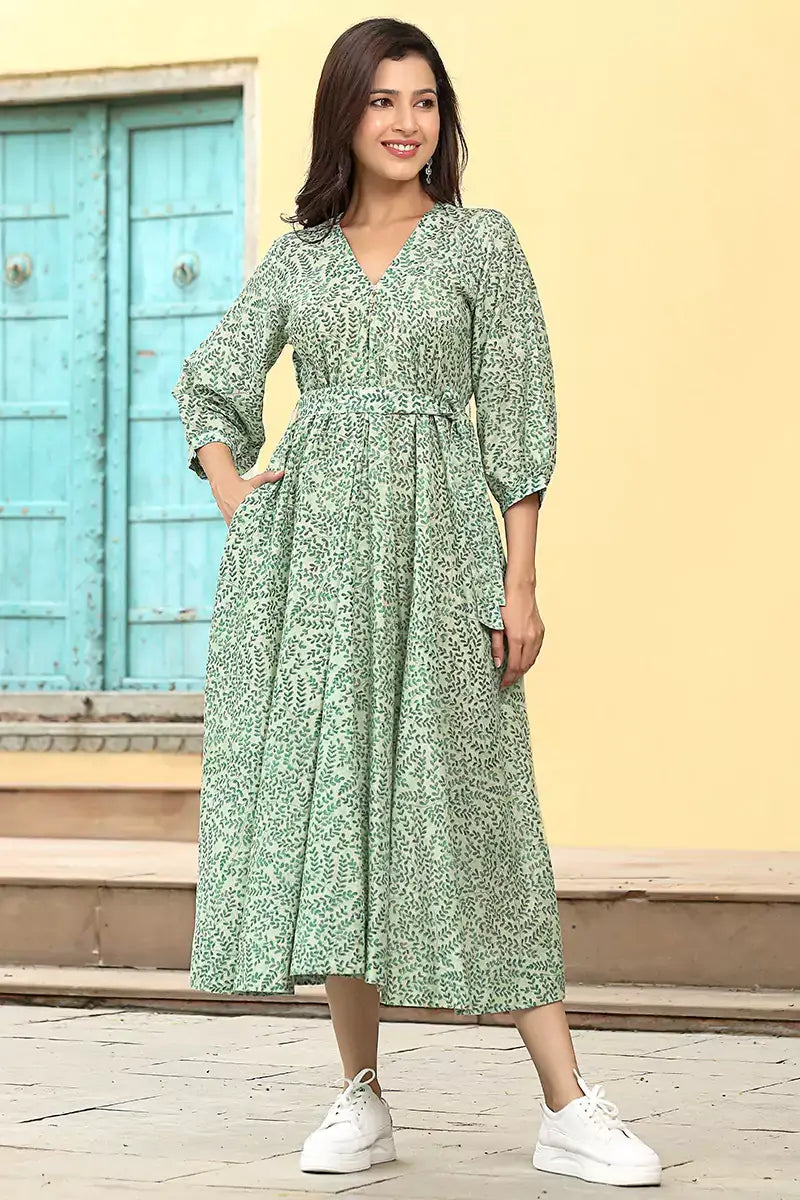 Buy Green Khushi Dress in India Online Dharan Clothing