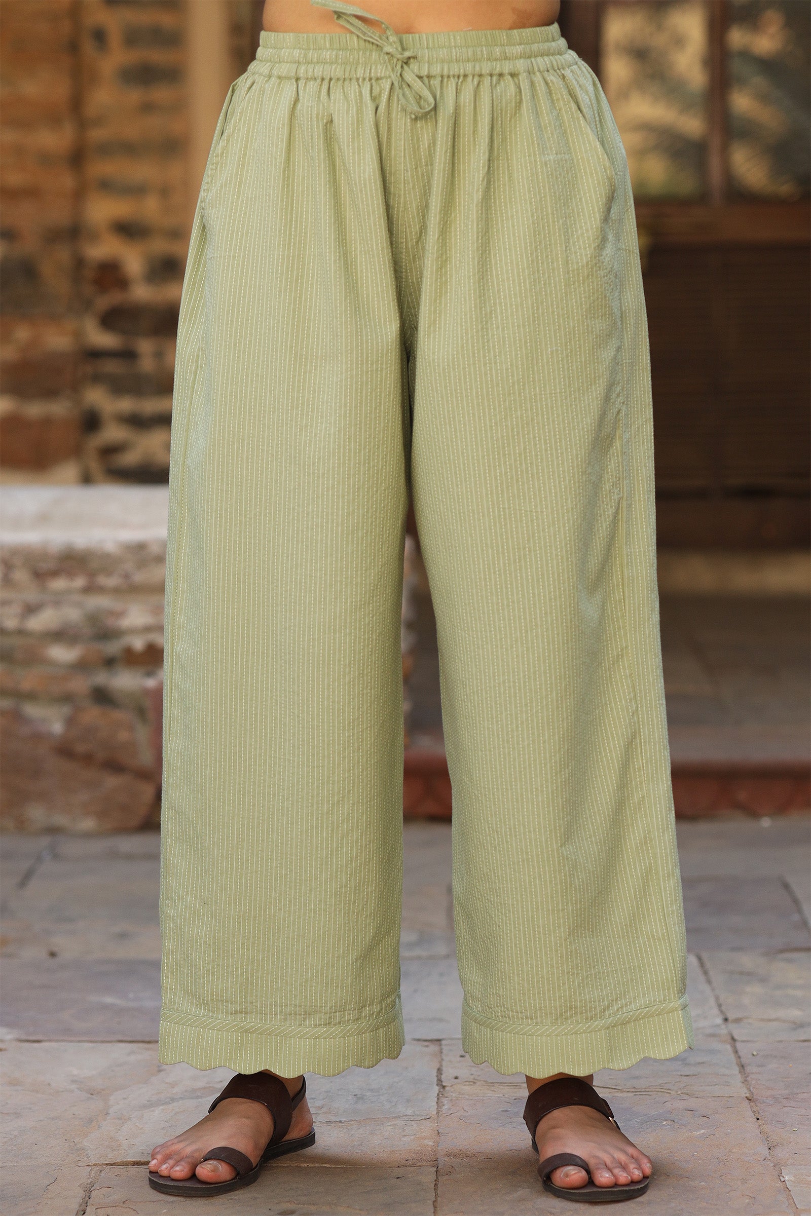 Scallop Green Pants