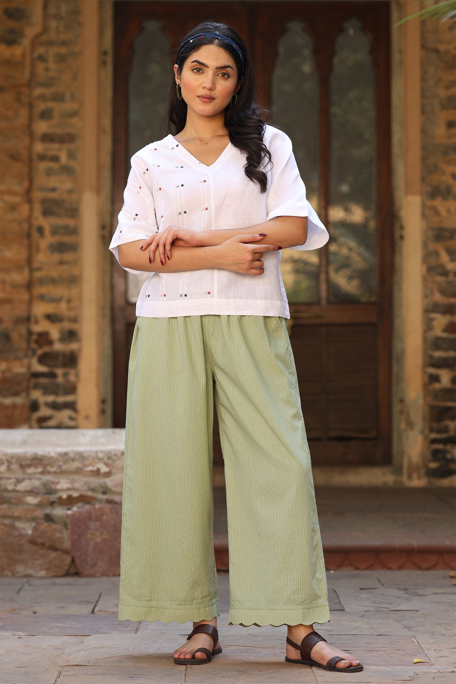 Scallop Green Pants - Dhãran