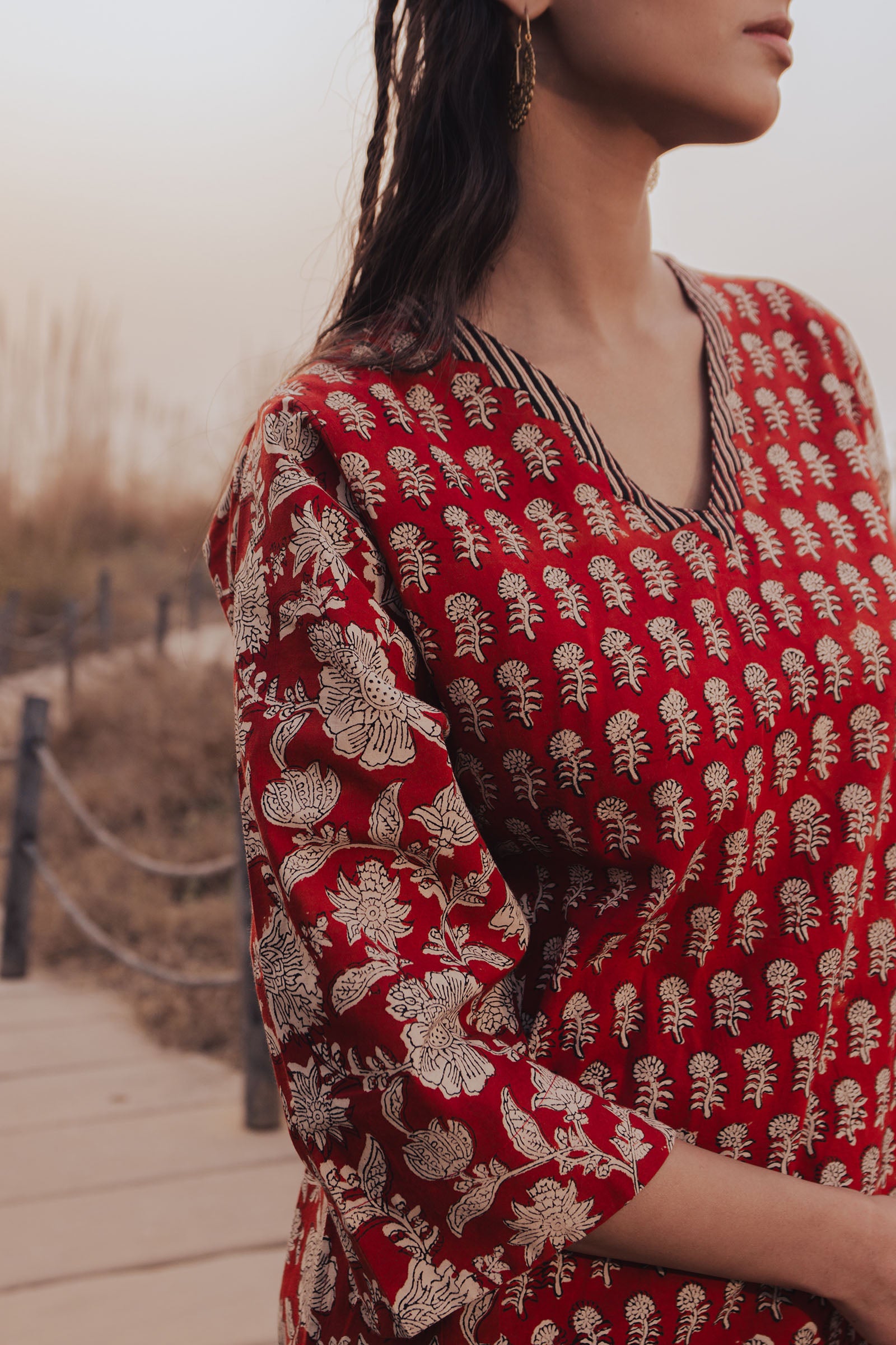 Kabi Co-ord Set- Red - Dhãran