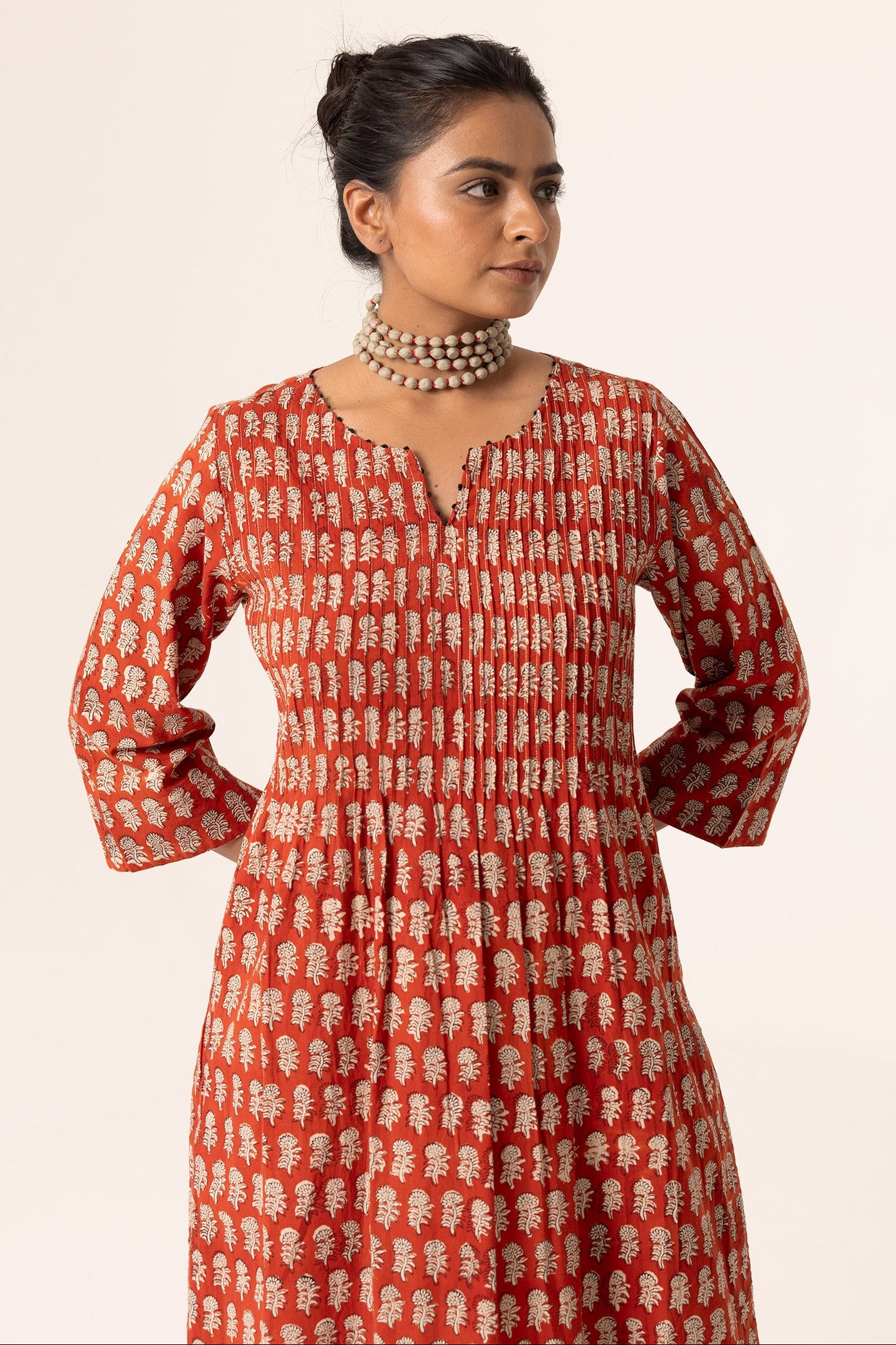 Devi Pleated Red Kurta For Women's