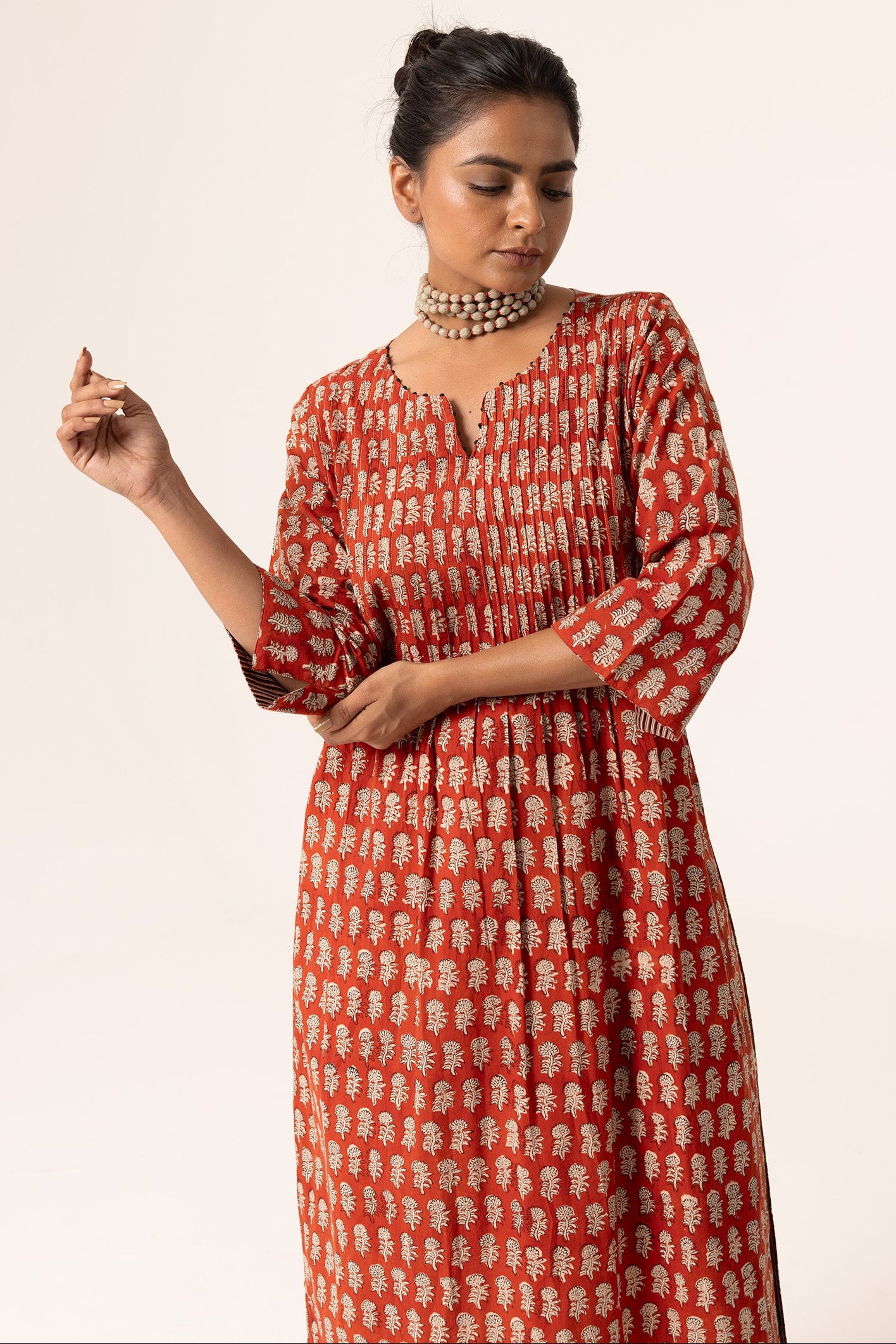 Devi Pleated Red Kurta - Dhãran