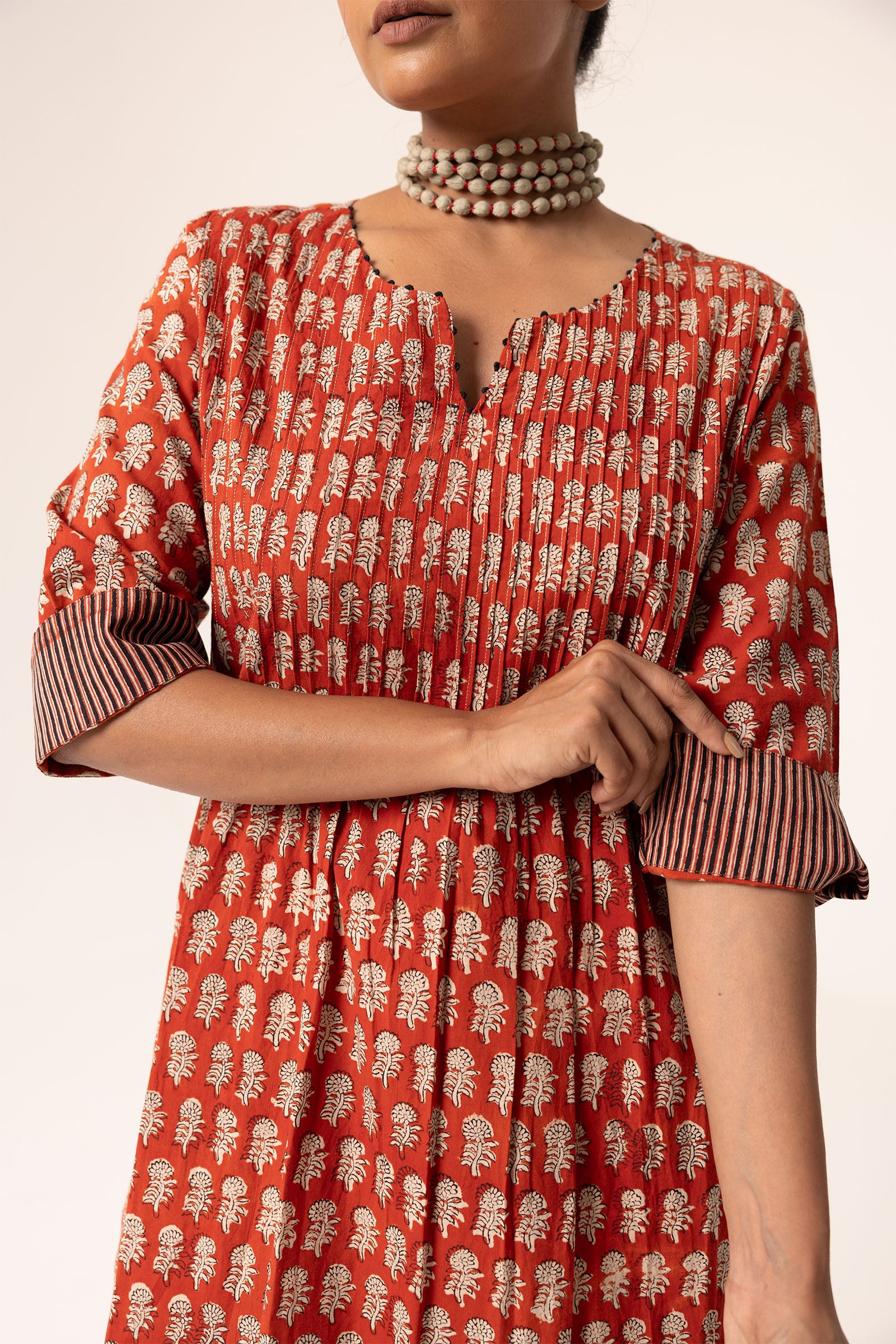Devi Pleated Red Kurta