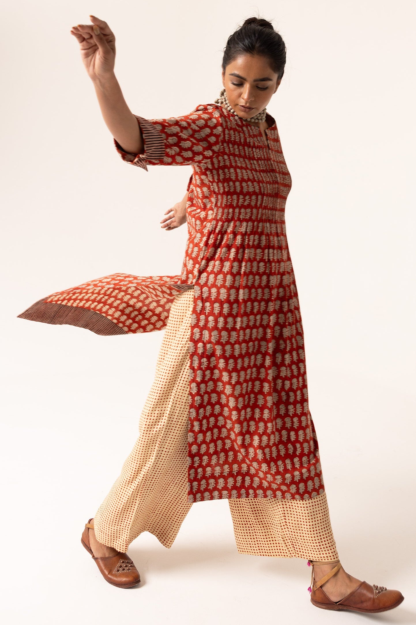 Devi Pleated Red Kurta - Dhãran