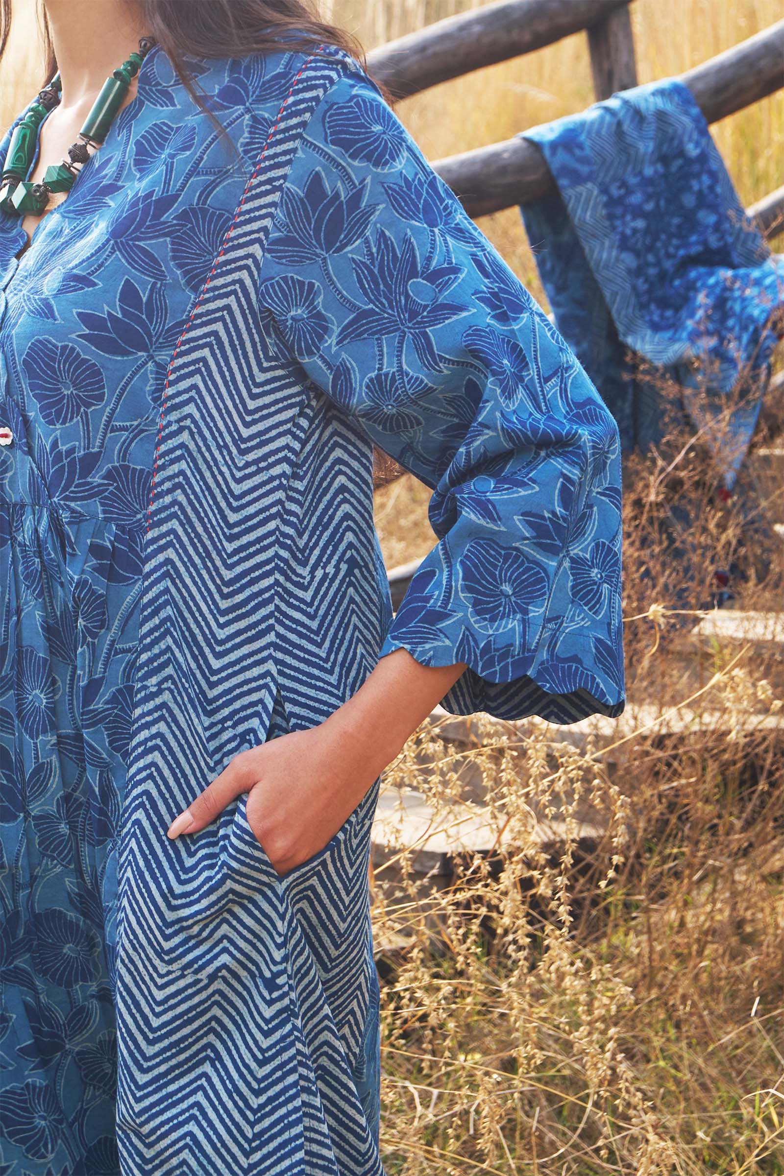 Indigo Scallop Kurta - Dhãran