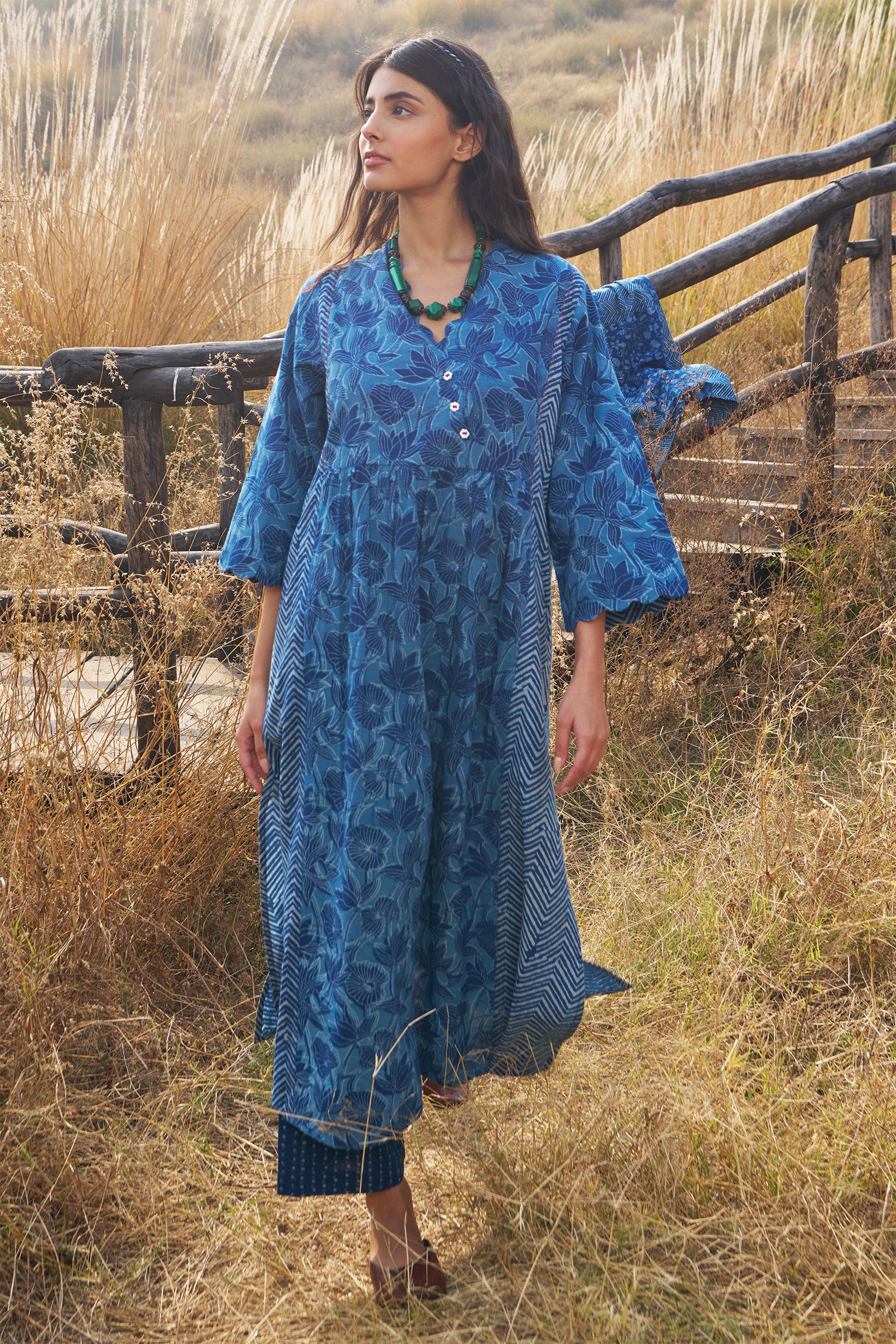 Indigo Scallop Kurta