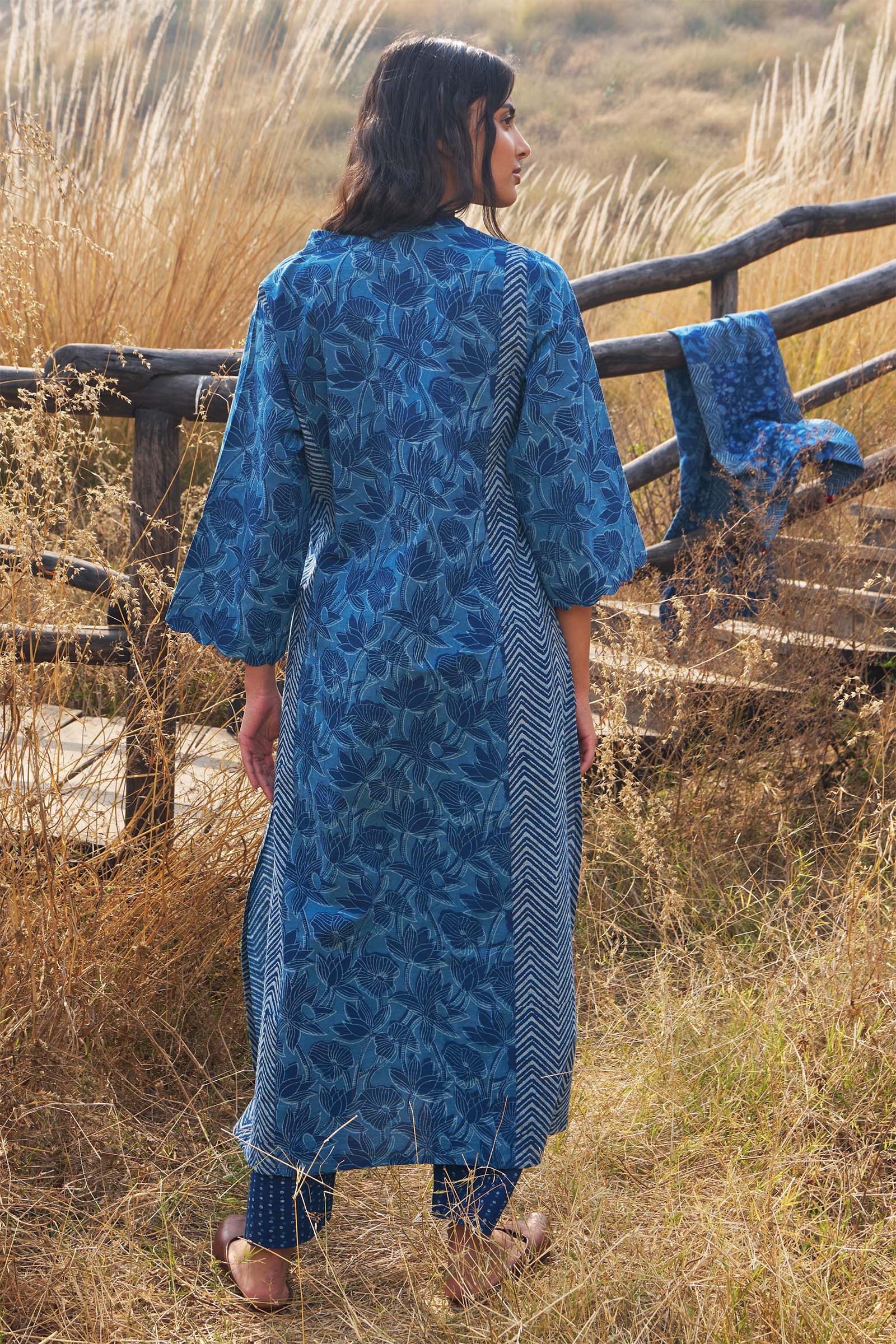 Indigo Scallop Kurta - Dhãran