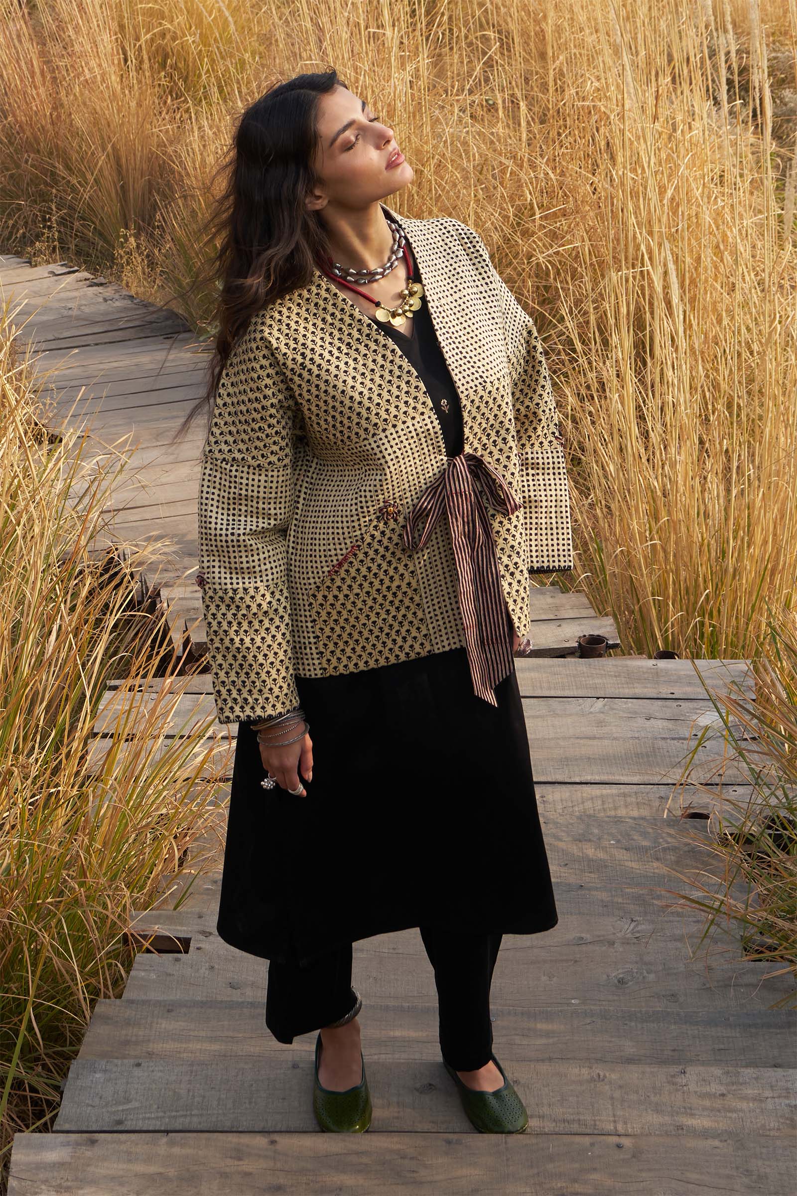 Mosaic Black Quilted Jacket