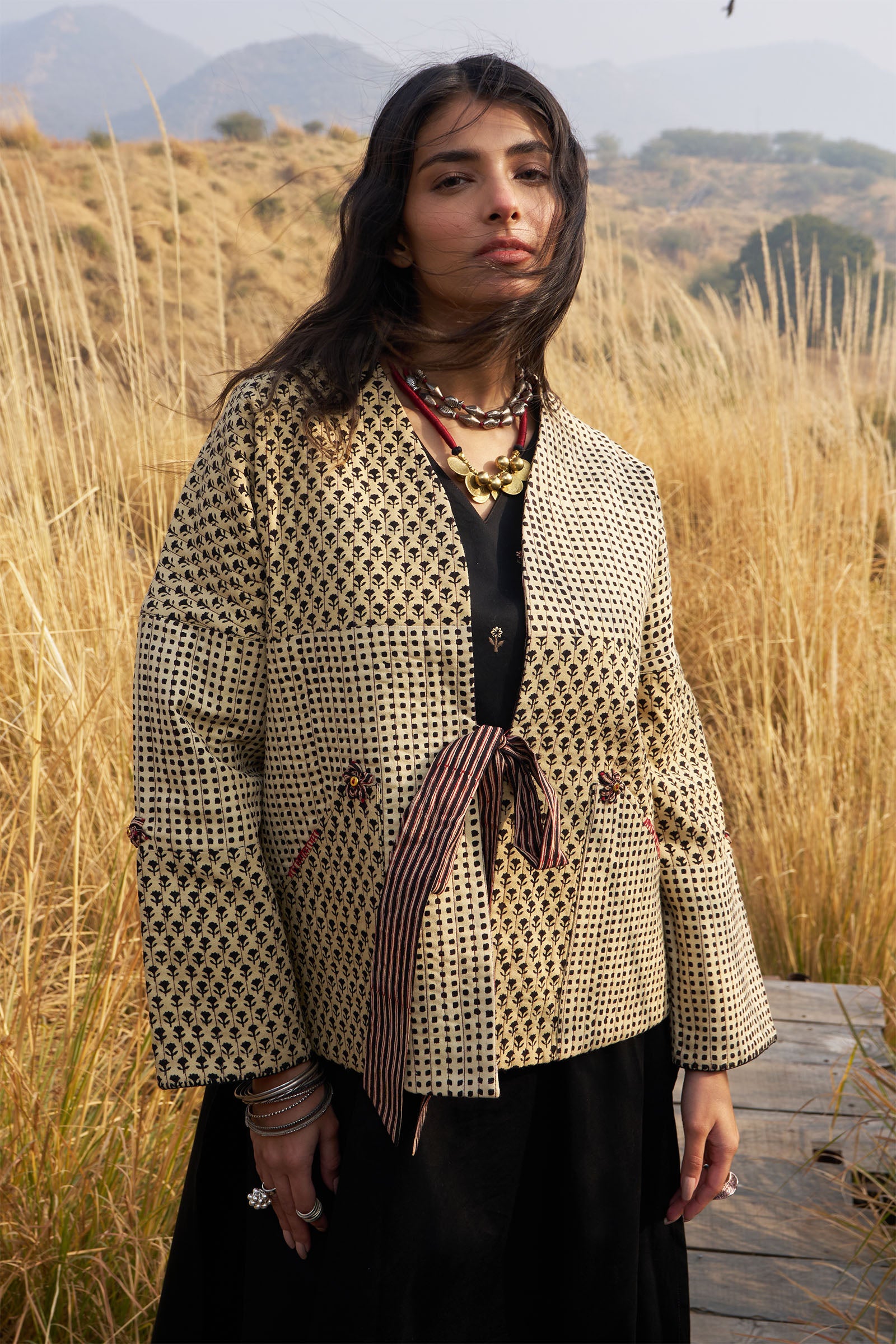 Mosaic Black Quilted Jacket