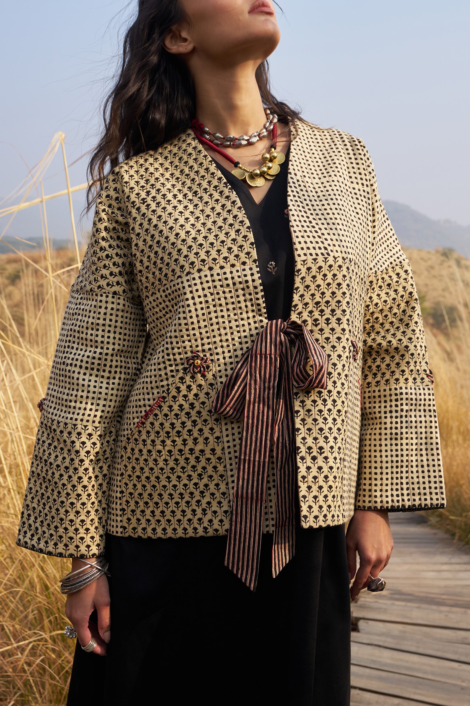 Mosaic Black Quilted Jacket