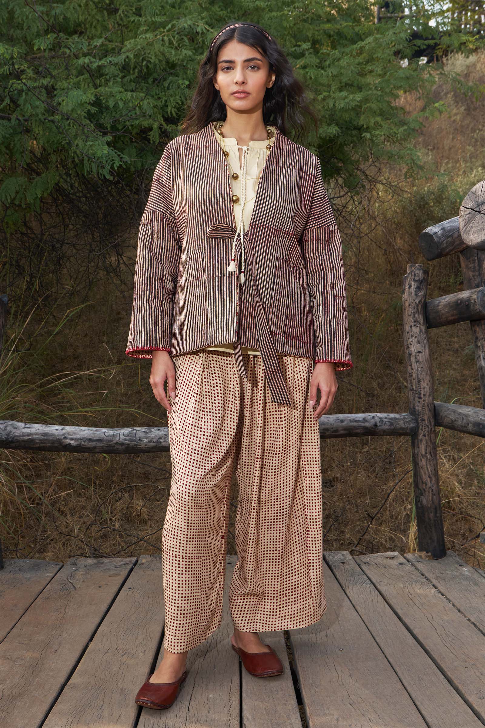 Mosaic Red Quilted Jacket - Dhãran