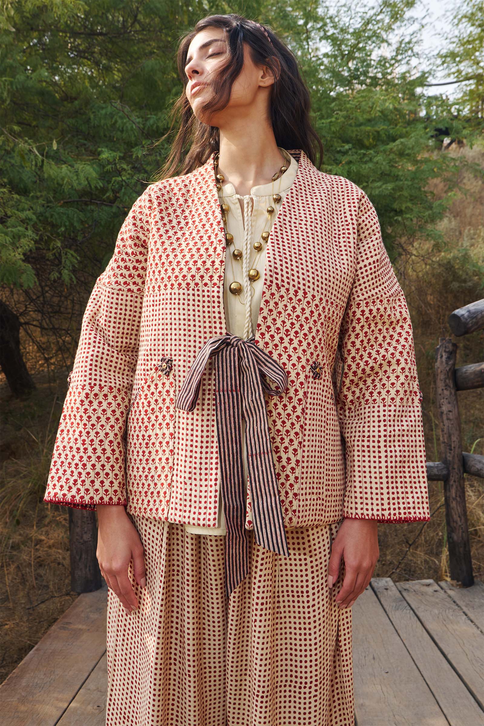 Mosaic Red Quilted Jacket