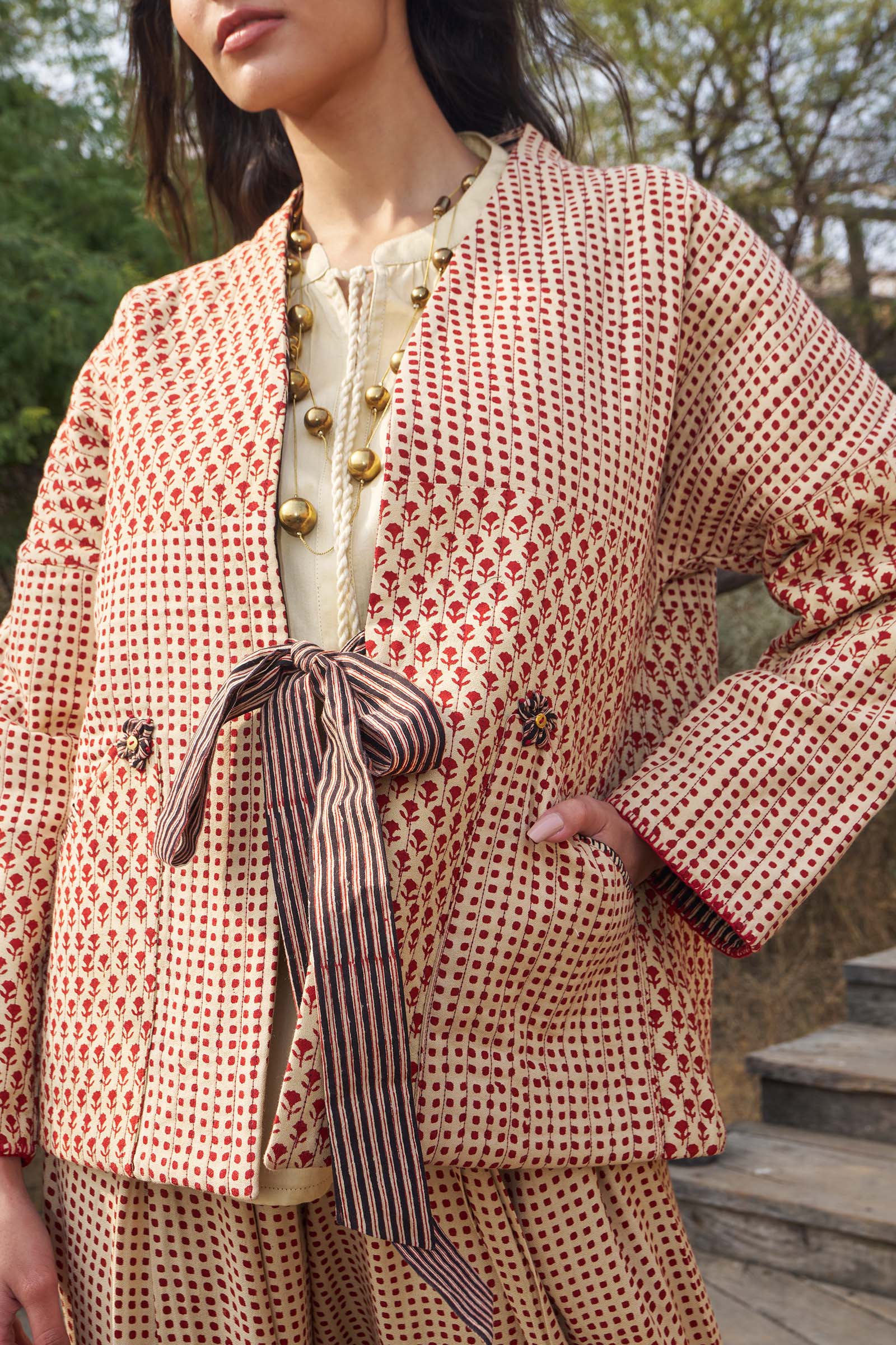 Mosaic Red Quilted Jacket