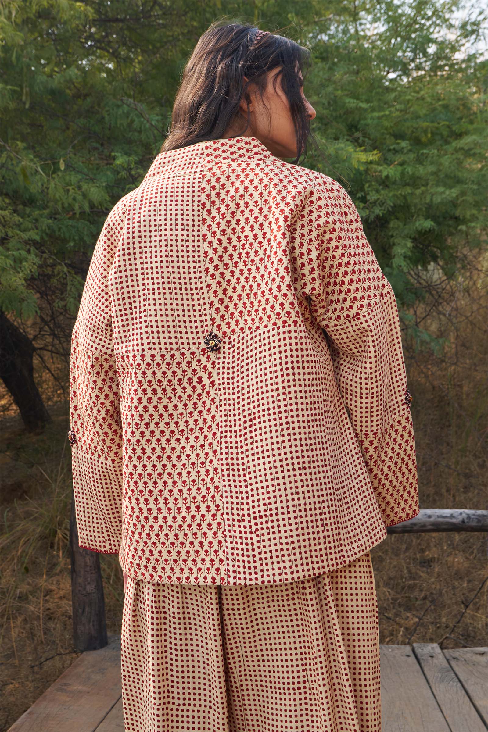 Mosaic Red Quilted Jacket - Dhãran