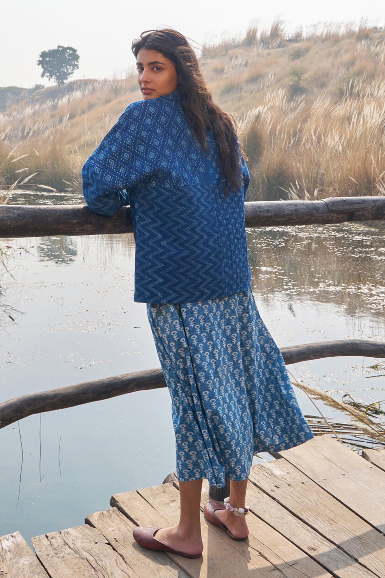 Mosaic Indigo Quilted Jacket