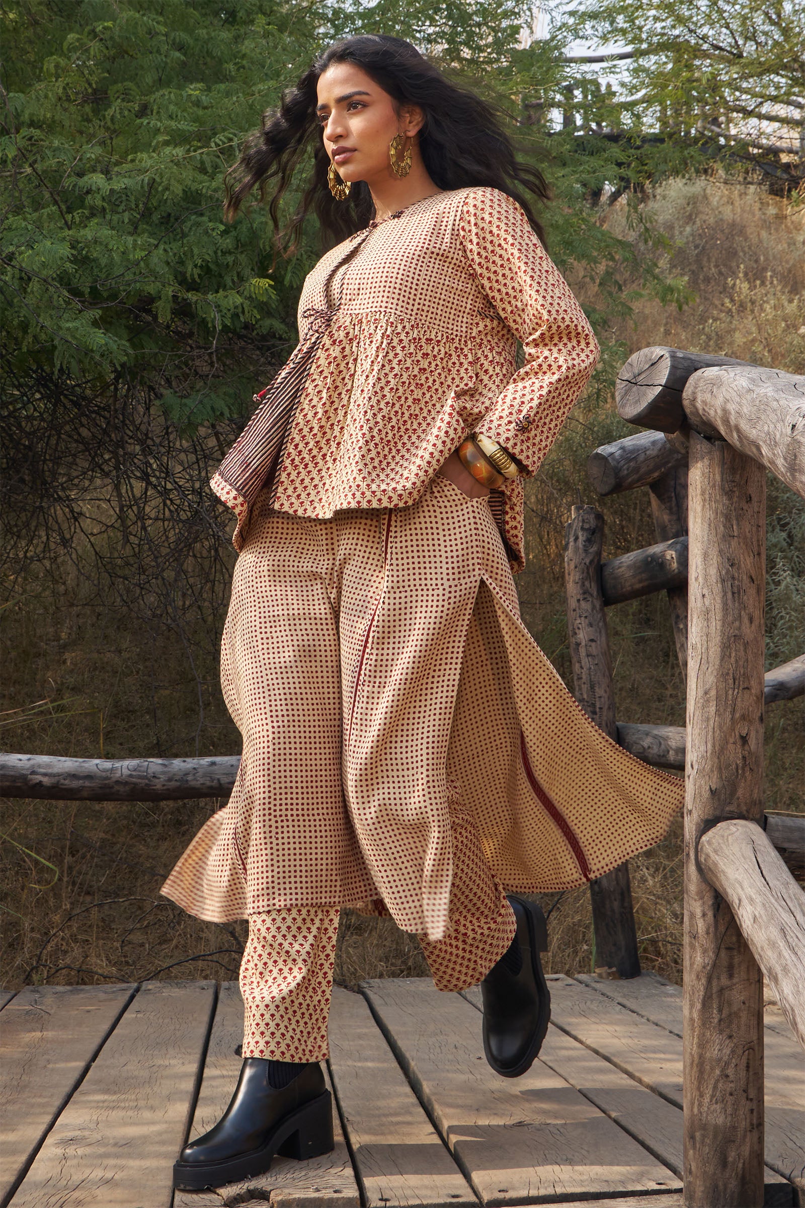 Rabari Red Quilted Jacket - Dhãran