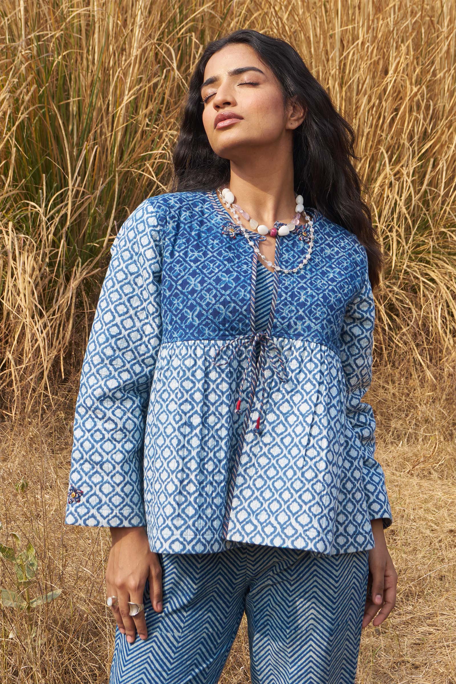 Rabari Indigo Quilted Jacket - Dhãran