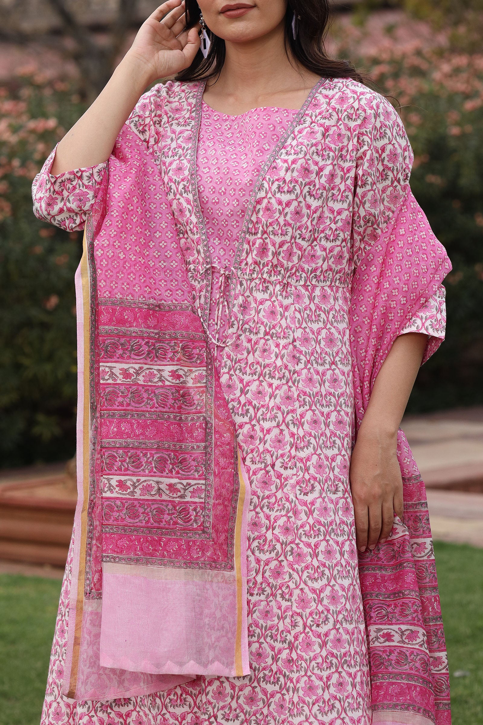 Chanderi Pink Dupatta - Dhãran