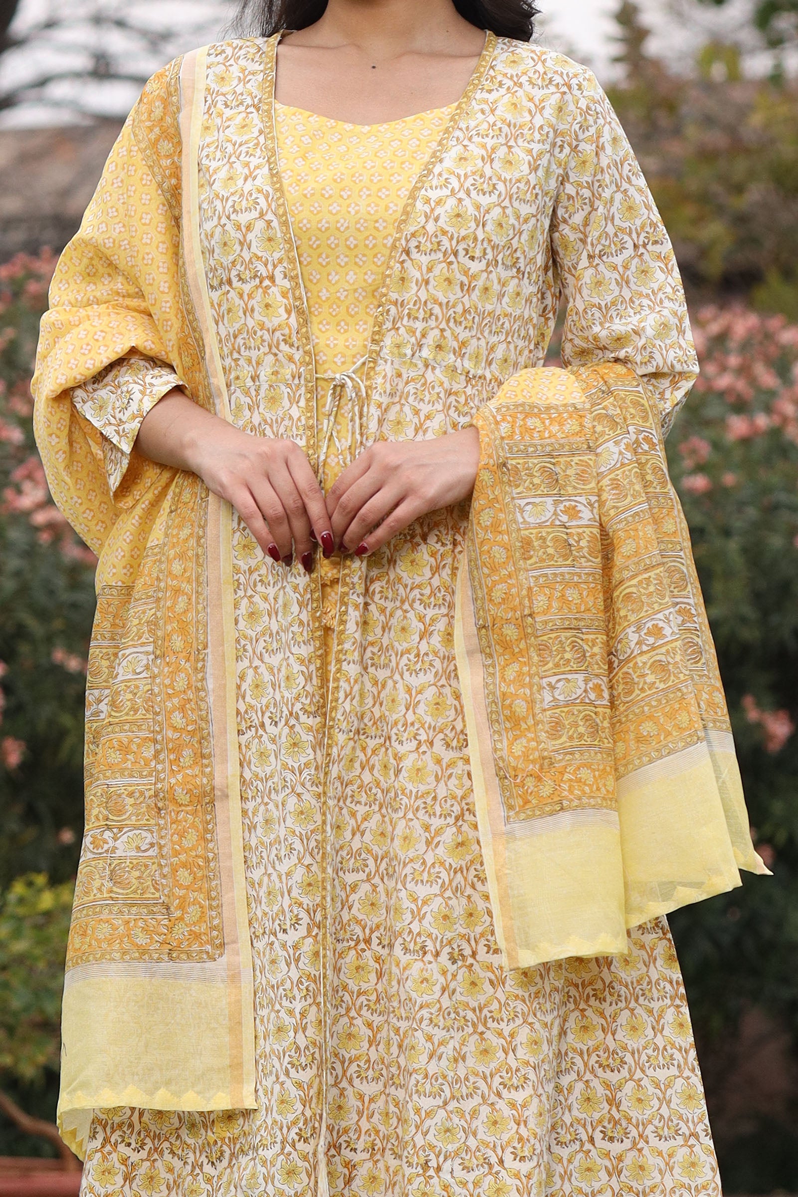 Chanderi Yellow Dupatta - Dhãran
