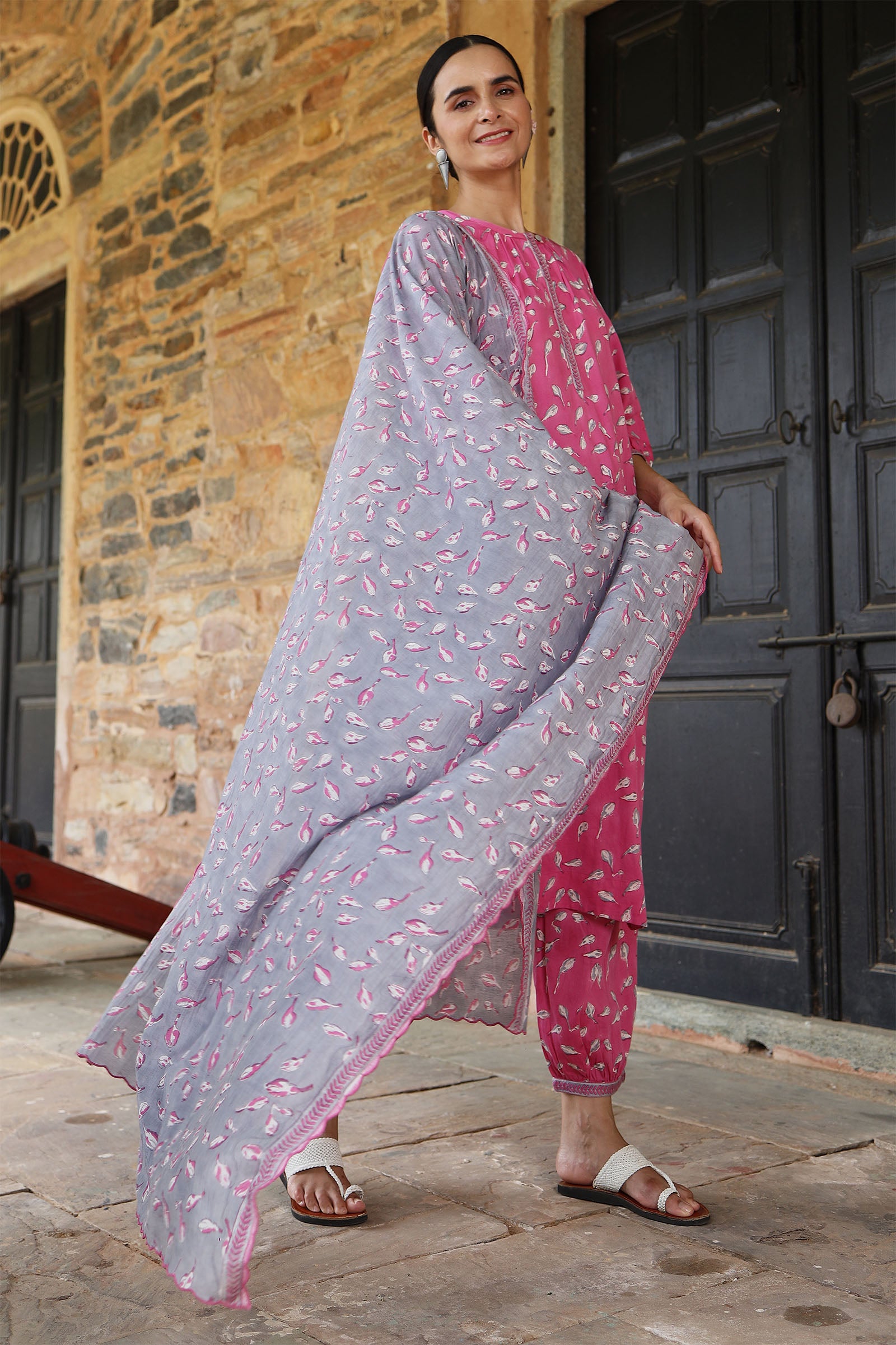 Blossom Grey Dupatta