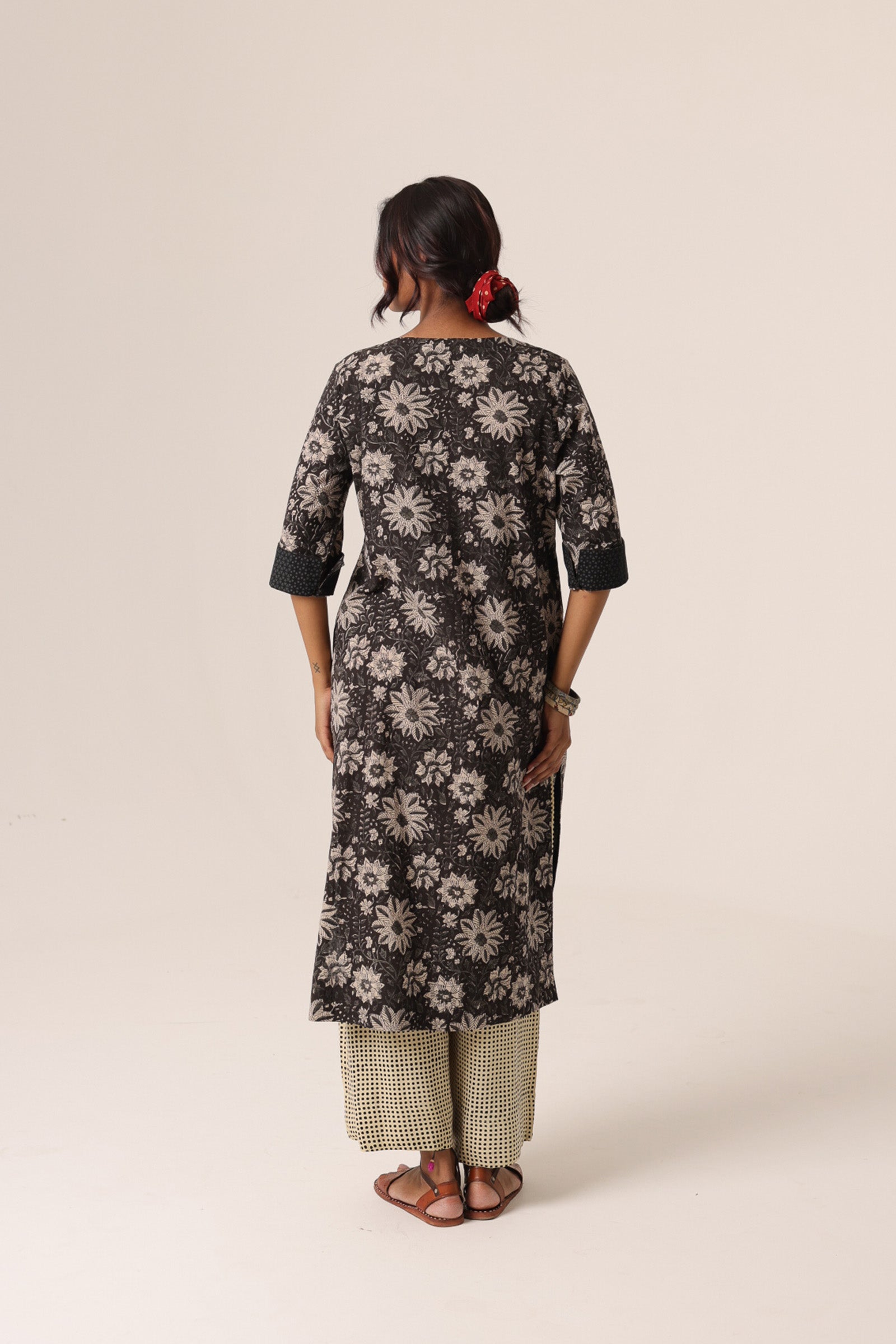 Devi Pleated Black Kurta