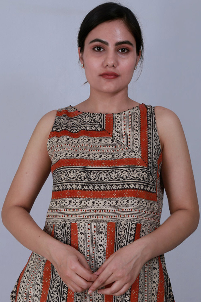 Bagru Border Dress - Dhãran