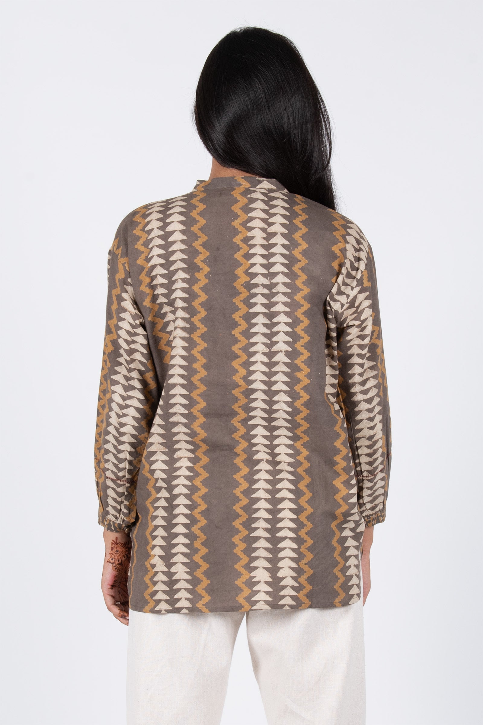 Zig-Zag Mustard Pleat Top