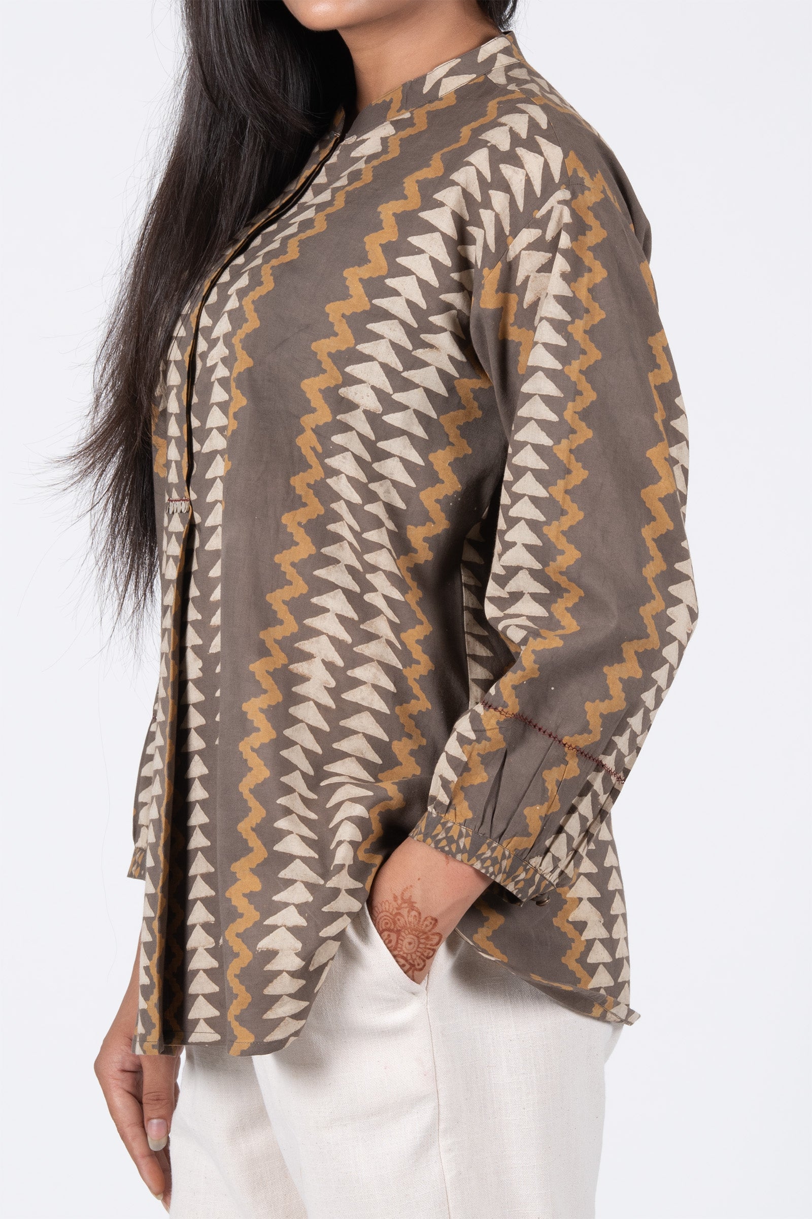 Zig-Zag Mustard Pleat Top