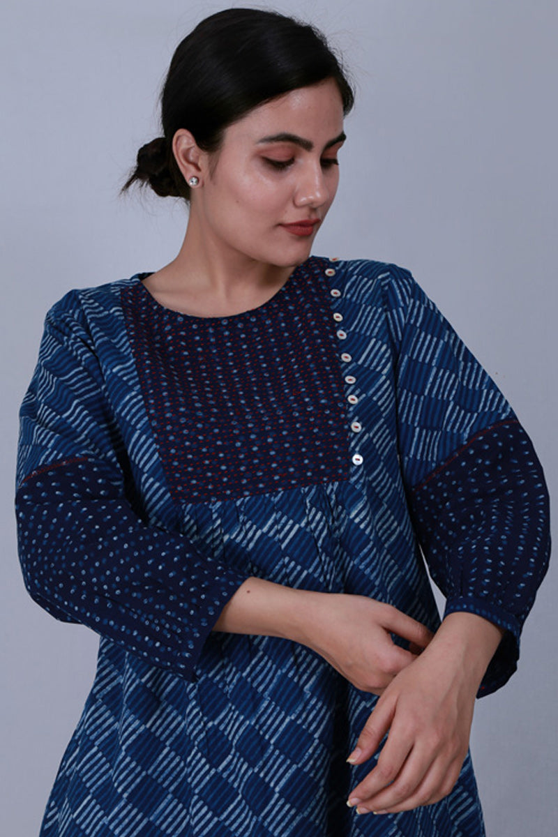 Indigo Kantha Yoke Tunic - Dhãran