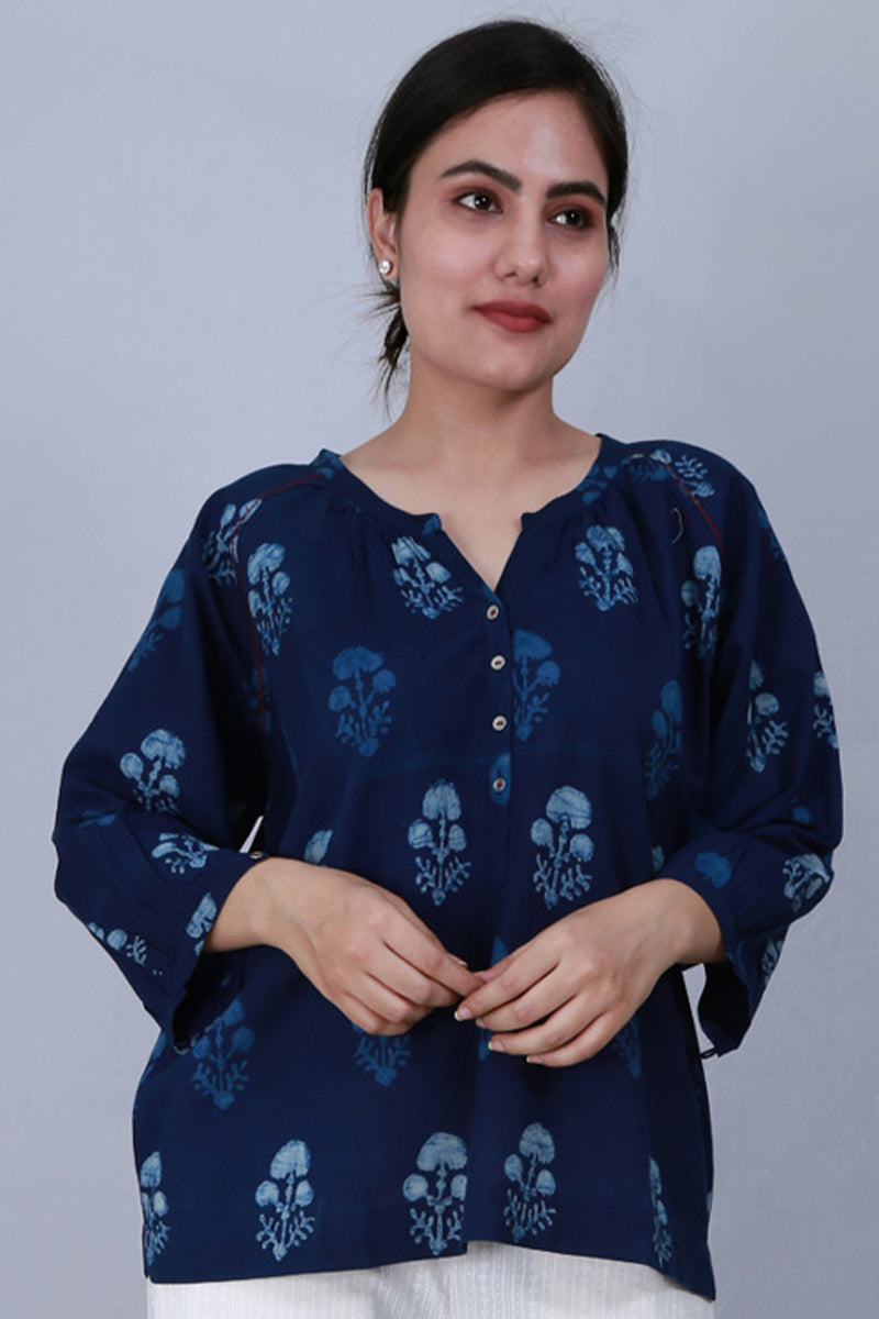 Indigo Gather Top - Dhãran