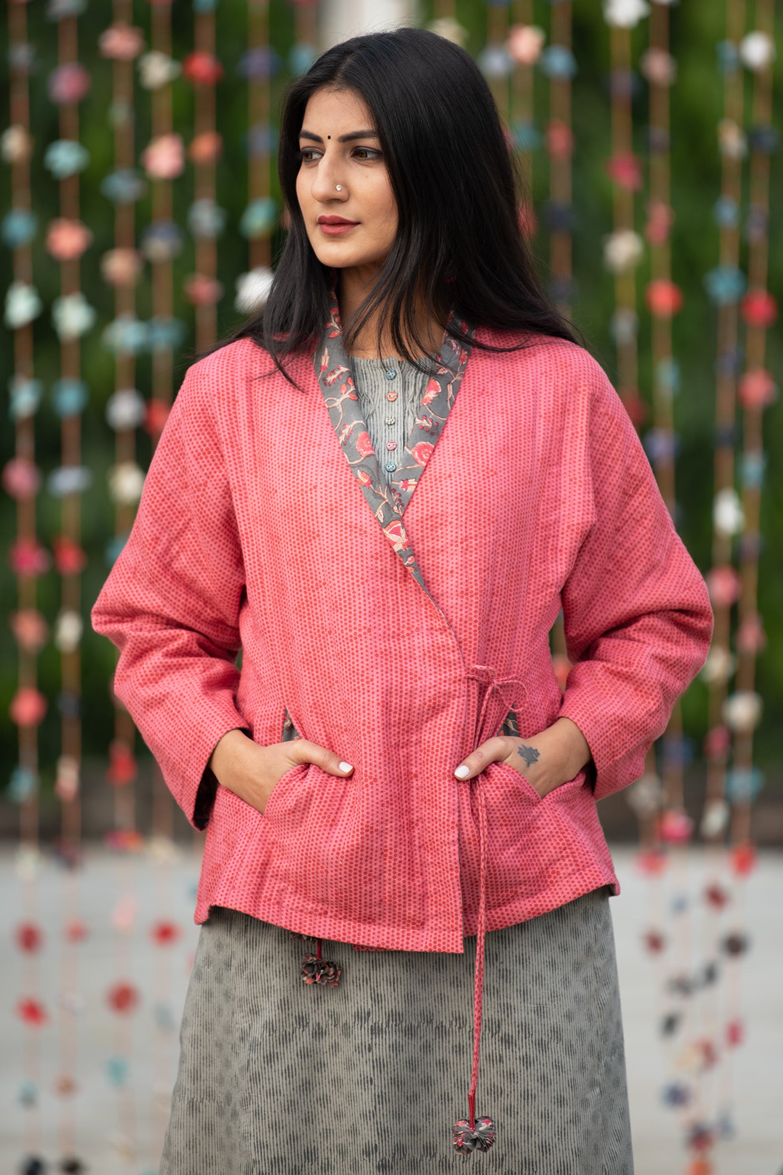 Overlap Quilted Grey Jacket
