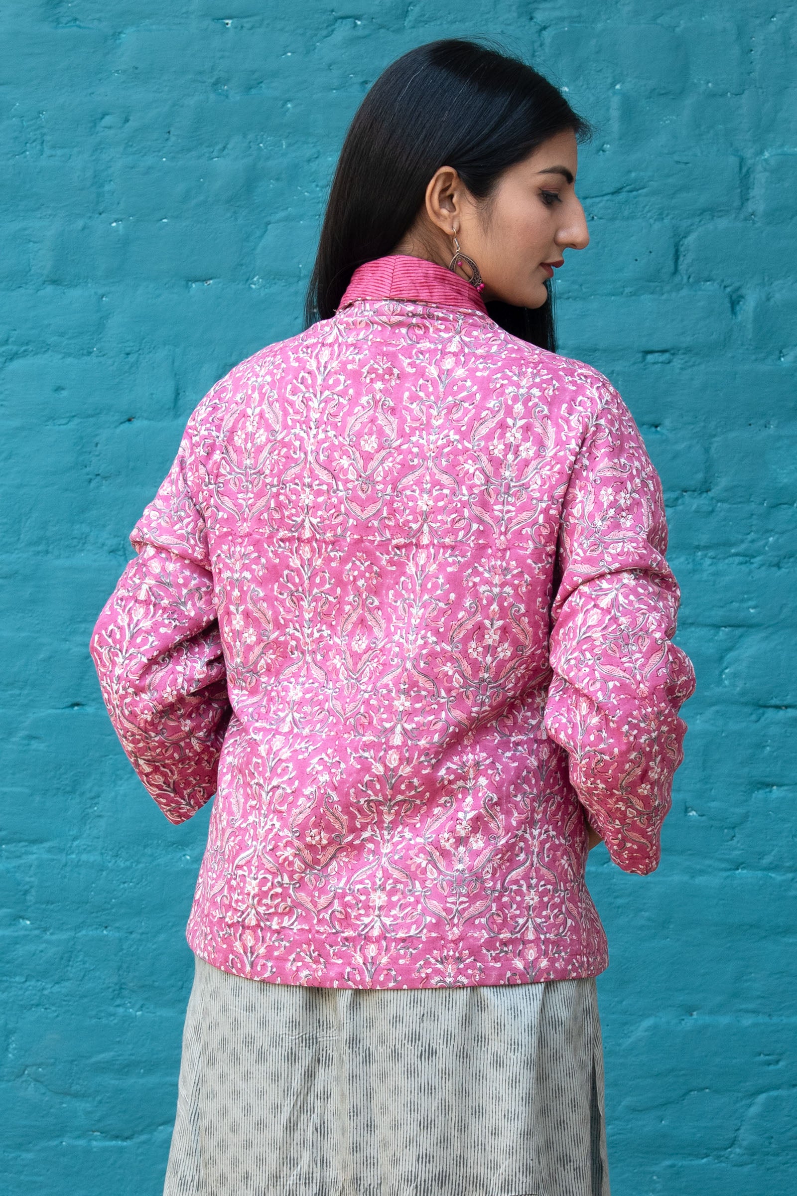 Overlap Quilted Pink Jacket