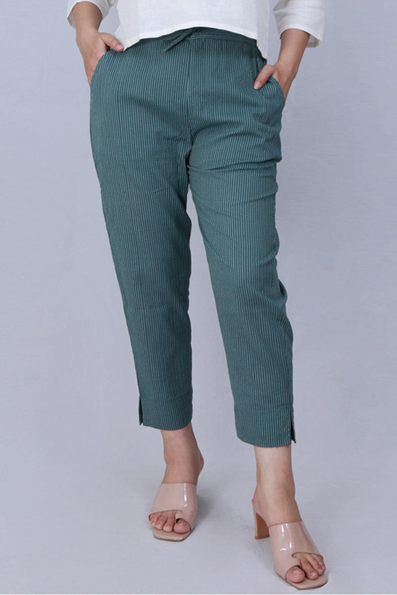 Green Kantha Narrow Pants - Dhãran