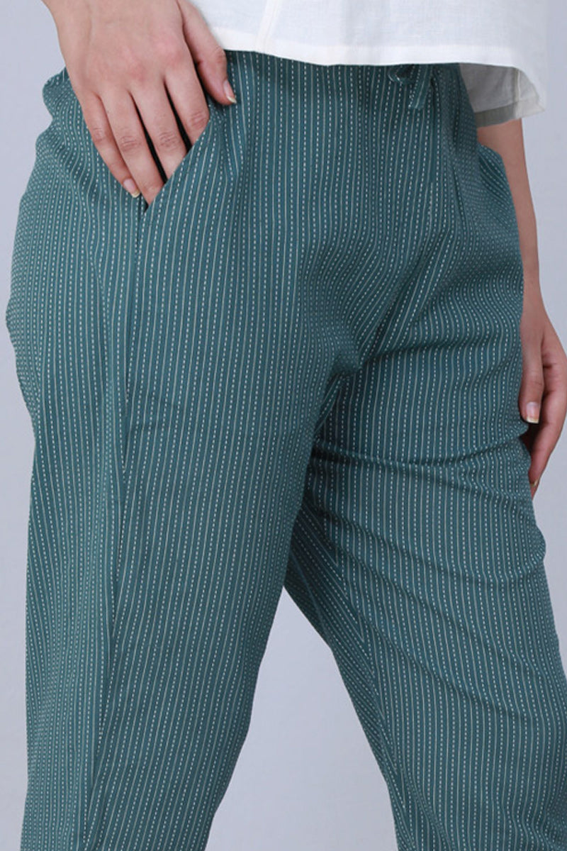 Green Kantha Narrow Pants - Dhãran